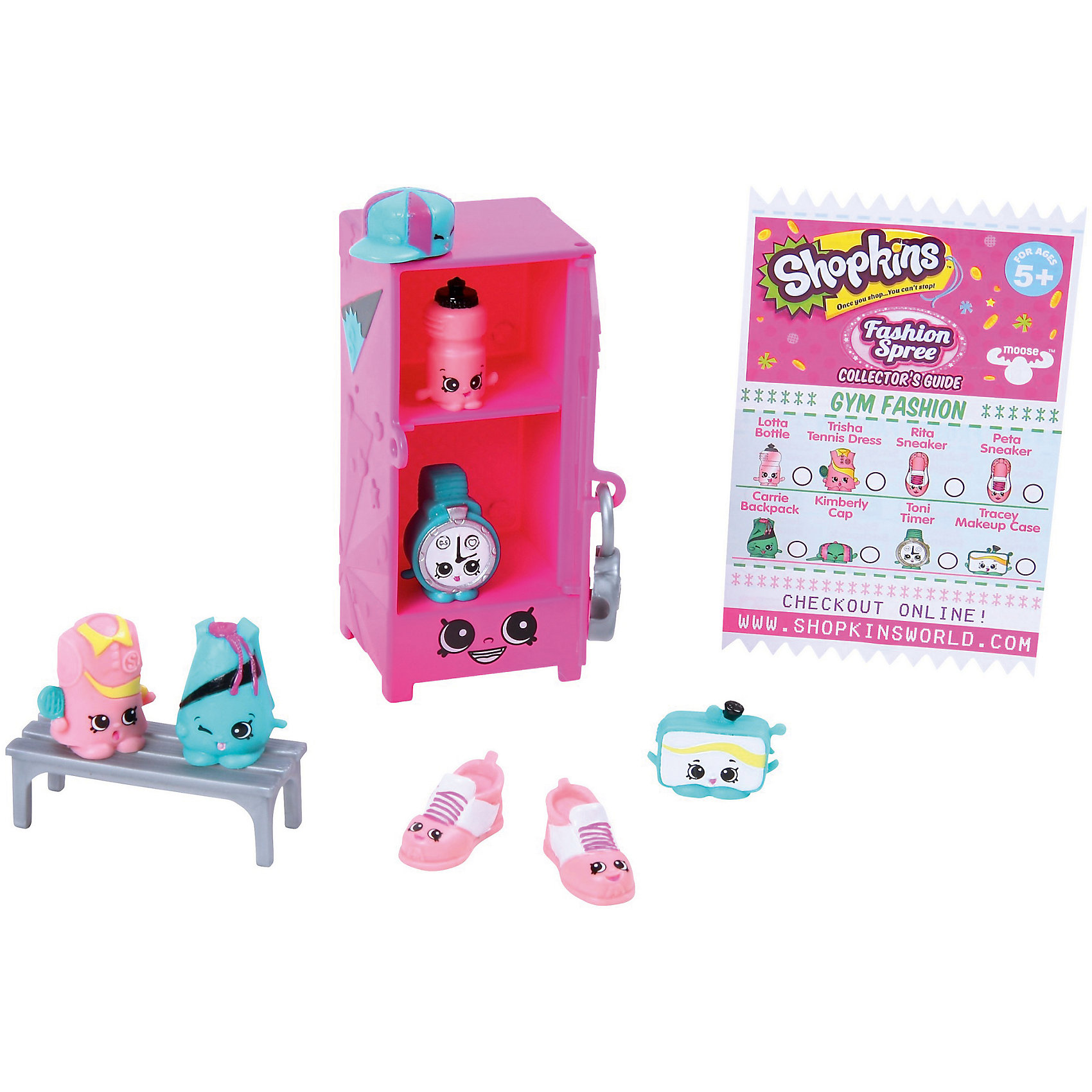 Игровой набор «Модная лихорадка» Gym Fashion, Shopkins Игровой набор «Модная лихорадка» Gym Fashion, ShopkinsЛюбимые герои<br>Игровой набор «Модная лихорадка» Gym Fashion, Shopkins (Шопкинс) от австралийского бренда создавшего саму игру Shopkins (Шопкинс). Новая серия фигурок на тему спальный принадлежностей порадует своих фанатов! Этот набор содержит 8 персонажей. Все они дружелюбные, очень яркие и выполнены из качественного пластика. Набор добавит радости и позитива даже тем, кто не знаком с игрой. С персонажами можно придумать много веселых игр и развивать свои социальные навыки, проигрывая множество ситуаций как в одиночку, так и друзьями. Фигурки представляют собой товары, которые можно купить в магазине для спорта – спортивный шкафчик, скамейку, одежду и кроссовки, только с забавными личиками. В наборе имеется брошюра коллекционера, в которой подобно рассказано о персонажах. Игрушка поможет развить воображение и моторику рук. <br>Дополнительная информация:<br><br>- В комплект входит: 8 фигурок, 3 большие фигурки, брошюра<br>- Состав: пластик<br>- Параметры: 22 * 5 * 25 см. <br><br><br>Игровой набор «Модная лихорадка» Gym Fashion, Shopkins (Шопкинс) можно купить в нашем интернет-магазине.<br>Подробнее:<br>• Для детей в возрасте: от 5 до 8 лет <br>• Номер товара: 5055284<br>Страна производитель: Китай<br><br>Ширина мм: 55<br>Глубина мм: 225<br>Высота мм: 260<br>Вес г: 260<br>Возраст от месяцев: 60<br>Возраст до месяцев: 120<br>Пол: Женский<br>Возраст: Детский<br>SKU: 5055284