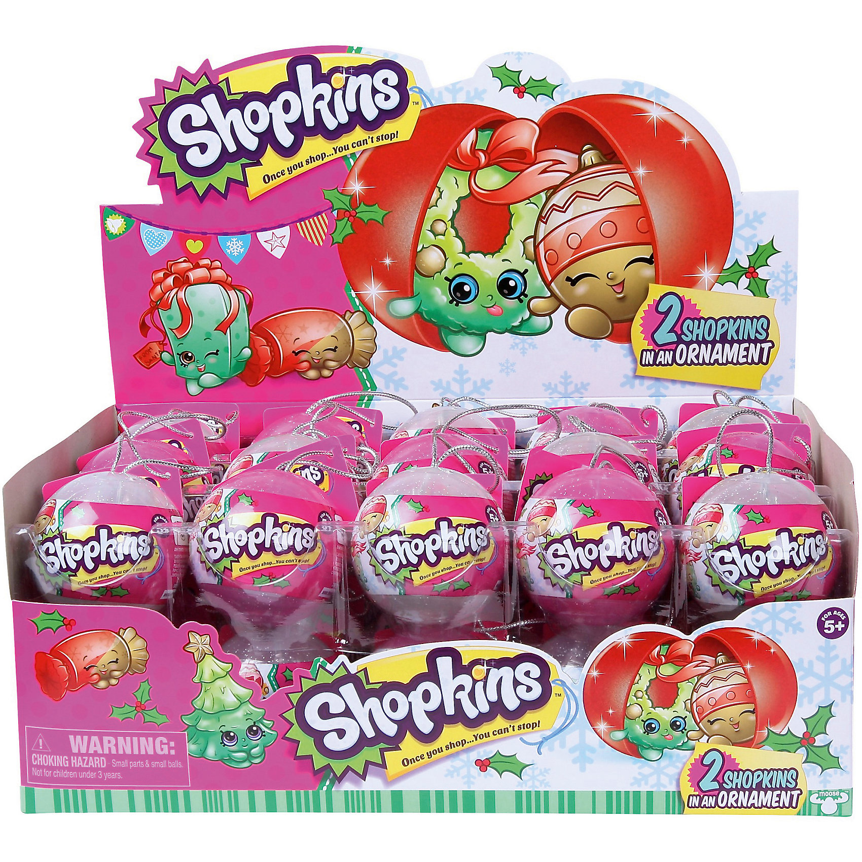 Две фигурки в елочном шаре, Shopkins Две фигурки в елочном шаре, ShopkinsКоллекционные и игровые фигурки<br>Две фигурки в елочном шаре, Shopkins (Шопкинс) от австралийского бренда создавшего саму игру Shopkins (Шопкинс). Новая серия миленьких фигурок порадует своих фанатов! Этот маленький набор содержит двух персонажей. Все они дружелюбные, очень яркие и выполнены из качественного пластика. Набор добавит радости и позитива даже тем, кто не знаком с игрой. С персонажами можно придумать много веселых игр и развивать свои социальные навыки, проигрывая множество ситуаций как в одиночку, так и друзьями. Фигурки представляют собой товары, которые можно купить в магазине, только с забавными личиками. Фигурки упакованы в елочный шарик, который можно подвесить на елочку. Игрушка поможет развить воображение и моторику рук. <br>Дополнительная информация:<br><br>- В комплект входит: 2 фигурки, шарик<br>- Состав: пластик<br>- Параметры: 6 * 6 * 6 см. <br><br><br>Две фигурки в елочном шаре, Shopkins (Шопкинс) можно купить в нашем интернет-магазине.<br>Подробнее:<br>• Для детей в возрасте: от 5 до 8 лет <br>• Номер товара: 5055286<br>Страна производитель: Китай<br><br>Ширина мм: 330<br>Глубина мм: 200<br>Высота мм: 150<br>Вес г: 60<br>Возраст от месяцев: 60<br>Возраст до месяцев: 120<br>Пол: Женский<br>Возраст: Детский<br>SKU: 5055286