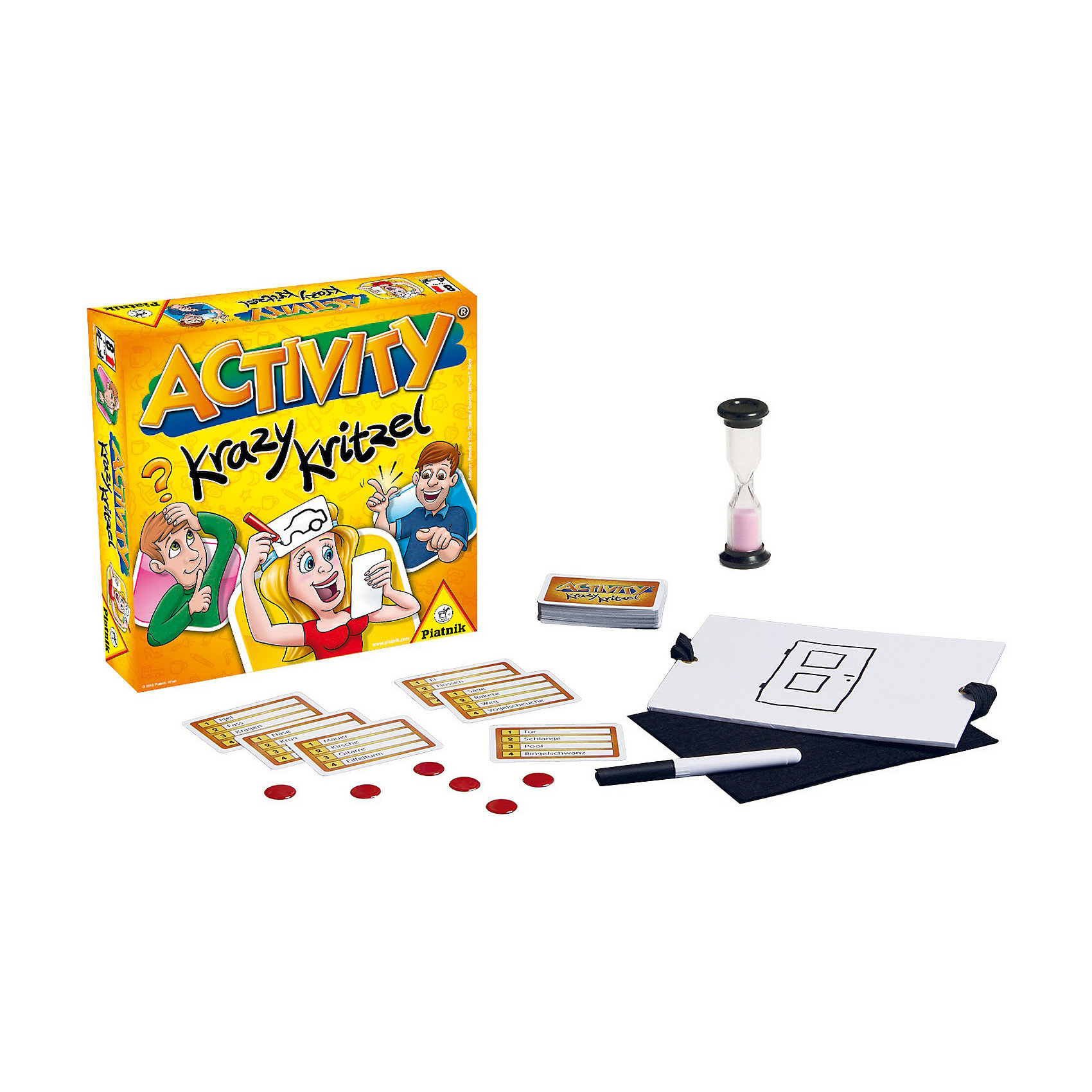 Игра Активити Безумный художник, Piatnik Игра Активити Безумный художник, PiatnikИгры в дорогу<br>Игра Активити Безумный художник, Piatnik - настольная игра для веселой вечеринки.<br>При помощи рисования игроки объясняют своим командам или друг другу слова и словосочетания. Шумная, активная и веселая игра помогает развлечь даже очень большую компанию. Тяните карточку и начинайте рисовать на специальной доске. В набор входят 220 карточек, 20 фишек, 1 водо-растворимый карандаш, 1 доска для рисования с резинкой для крепления на голову и песочные часы. <br><br>Дополнительная информация:<br><br>- возраст: от 8 лет<br>- количество игроков: от 2 <br><br>Игру Активити Безумный художник, Piatnik можно купить в нашем интернет-магазине.<br><br>Ширина мм: 62<br>Глубина мм: 25<br>Высота мм: 25<br>Вес г: 800<br>Возраст от месяцев: 96<br>Возраст до месяцев: 2147483647<br>Пол: Унисекс<br>Возраст: Детский<br>SKU: 5055314