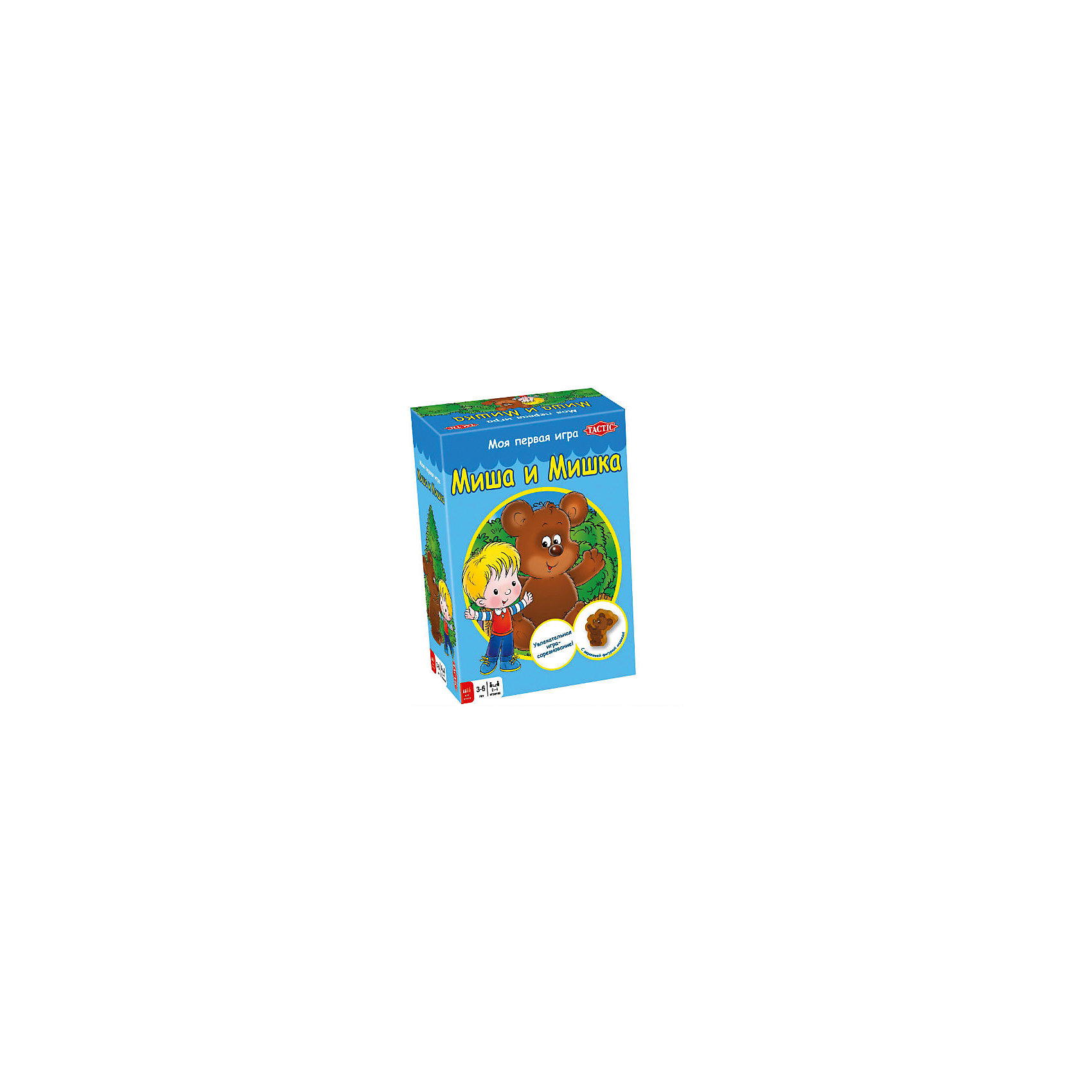 Игра Миша и Мишка, Tactic Games Игра Миша и Мишка, Tactic GamesИгры для дошкольников<br>Игра Миша и Мишка, Tactic Games – интересная игра для самых маленьких.<br>История про маленького мальчика Мишу, который поделился черникой с медвежонком, стала основой этой игры. Ребенок, играя, развивает память, учится арифметике и многому другому. Кроме этого развивает упорство в достижении целей. Можно играть большой компанией.<br><br>Дополнительная информация:<br><br>- возраст: от 3 лет<br>- количество игроков: от 2 <br><br>Игру Миша и Мишка, Tactic Games можно купить в нашем интернет-магазине.<br><br>Ширина мм: 160<br>Глубина мм: 75<br>Высота мм: 220<br>Вес г: 350<br>Возраст от месяцев: 36<br>Возраст до месяцев: 2147483647<br>Пол: Унисекс<br>Возраст: Детский<br>SKU: 5055319