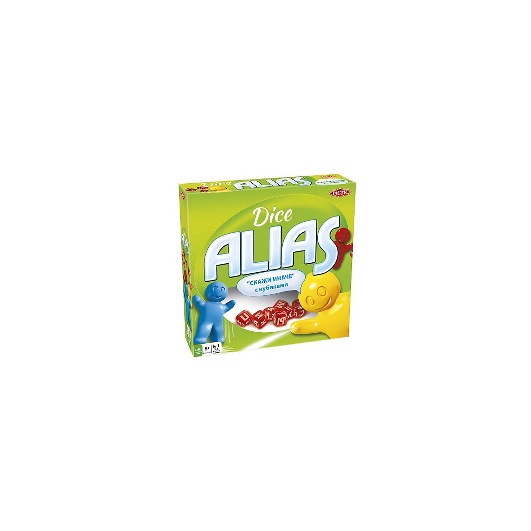 Игра Alias с кубиками, Tactic Games Игра Alias с кубиками, Tactic GamesДля больших компаний<br>Игра Alias с кубиками, Tactic Games – развлечение для шумной компании. <br>В игре 400 карточек со словами и выражениями. В общей сложности около трех тысяч разнообразных заданий. Игроки должны поочередно объяснять слова антонимами, синонимами и другими способами, не называя само слово. Количество игроков не ограничено.<br><br>Дополнительная информация:<br><br>- возраст: от 8 лет<br><br>Игру Alias с кубиками, Tactic Games можно купить в нашем интернет-магазине.<br><br>Ширина мм: 250<br>Глубина мм: 62<br>Высота мм: 250<br>Вес г: 600<br>Возраст от месяцев: 96<br>Возраст до месяцев: 2147483647<br>Пол: Унисекс<br>Возраст: Детский<br>SKU: 5055327