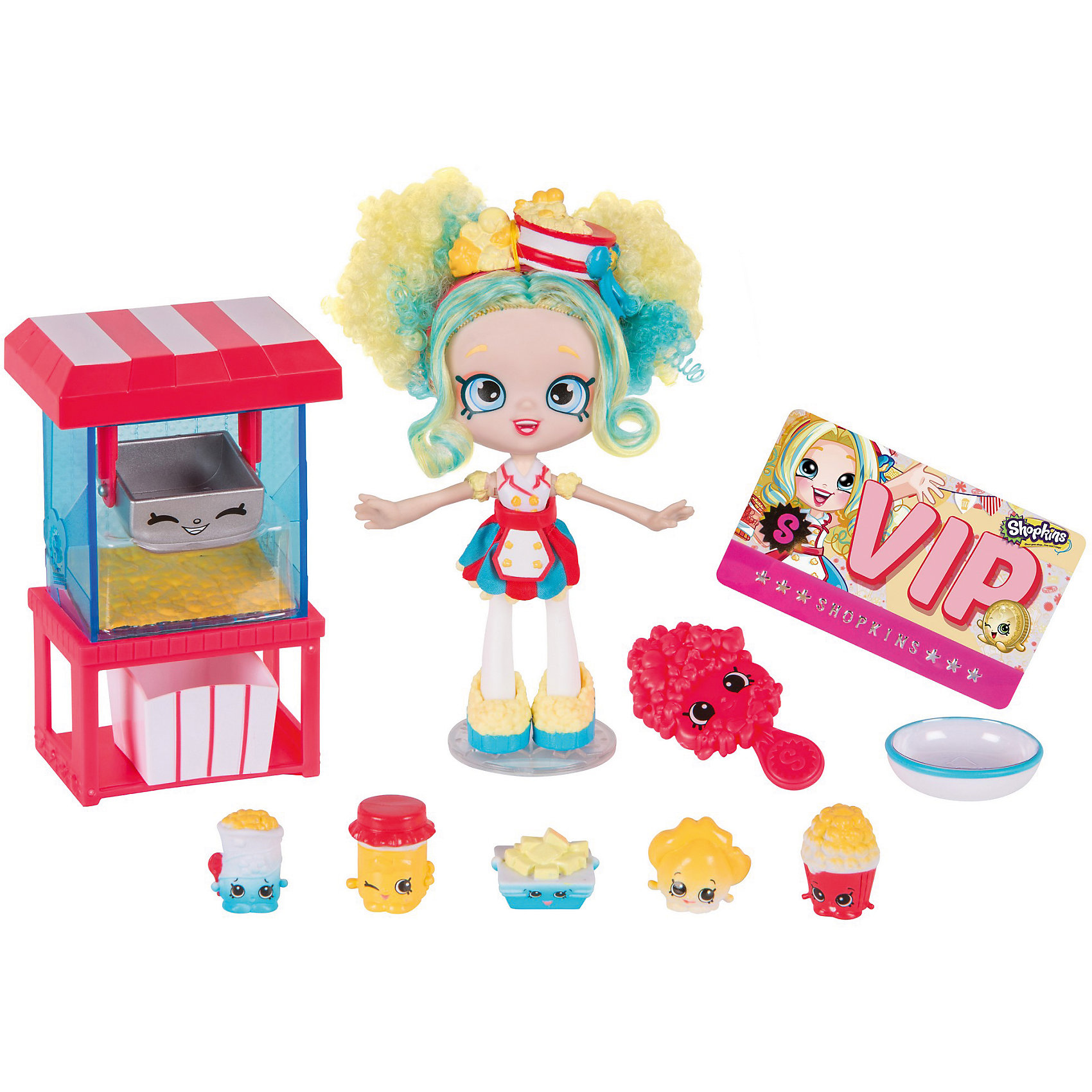 Игровой набор «Лавка попкорна Попетт», Shopkins Игровой набор «Лавка попкорна Попетт», ShopkinsКоллекционные и игровые фигурки<br>Играть с любимыми мультяшными персонажами всегда веселее! Шопкинс - это любимые герои многих современных детей! Кукла в виде героини из одноименного мультфильма обязательно порадует ребенка, тем более, что она дополнена стильным нарядом и аксессуарами. Также в набор входят еще пять фигурок Шопкинс.<br>Такие игрушки способствуют развитию мелкой моторики, мышления и социальных навыков. Также куклы помогают девочкам научиться ухаживать за собой и за другими. Сделана из материалов, безопасных для детей.<br><br>Дополнительная информация:<br><br>комплектация: кукла, пять эксклюзивных фигурок Shopkins, машина для изготовления попкорна, чаша для смешивания, коробка для попкорна, расческа, подставка для куклы и Vip карта;<br>рекомендуемый возраст: от пяти лет;<br>материал: полимер.<br><br>Игровой набор «Лавка попкорна Попетт» от бренда Shopkins (Шопкинс) можно купить в нашем интернет-магазине.<br><br>Ширина мм: 212<br>Глубина мм: 349<br>Высота мм: 243<br>Вес г: 510<br>Возраст от месяцев: 60<br>Возраст до месяцев: 120<br>Пол: Женский<br>Возраст: Детский<br>SKU: 5055354