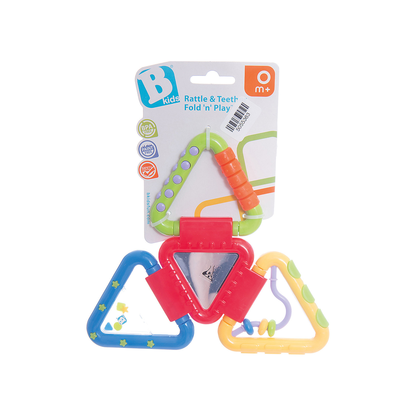 Игрушка Веселые треугольнички, BKids Игрушка Веселые треугольнички, BKidsРазвивающие игрушки<br>Развивать способности ребенка можно с самого раннего возраста. Делая это в игре, малыш всесторонне изучает мир и осваивает новые навыки. Эта игрушка состоит из треугольничков, складывающихся в фигуру. Она имеет специальные поверхности для режущихся зубов, лабиринт, гремящую часть и зеркало.<br>Такие игрушки способствуют развитию мелкой моторики, воображения, цвето- и звуковосприятия, тактильных ощущений. Изделие разработано специально для самых маленьких. Сделано из материалов, безопасных для детей.<br><br>Дополнительная информация:<br><br>цвет: разноцветный;<br>комплектация: развертка из 4 треугольников;<br>возраст: с рождения.<br><br>Игрушку Веселые треугольнички от бренда BKids можно купить в нашем интернет-магазине.<br><br>Ширина мм: 101<br>Глубина мм: 101<br>Высота мм: 20<br>Вес г: 95<br>Возраст от месяцев: 0<br>Возраст до месяцев: 36<br>Пол: Унисекс<br>Возраст: Детский<br>SKU: 5055363