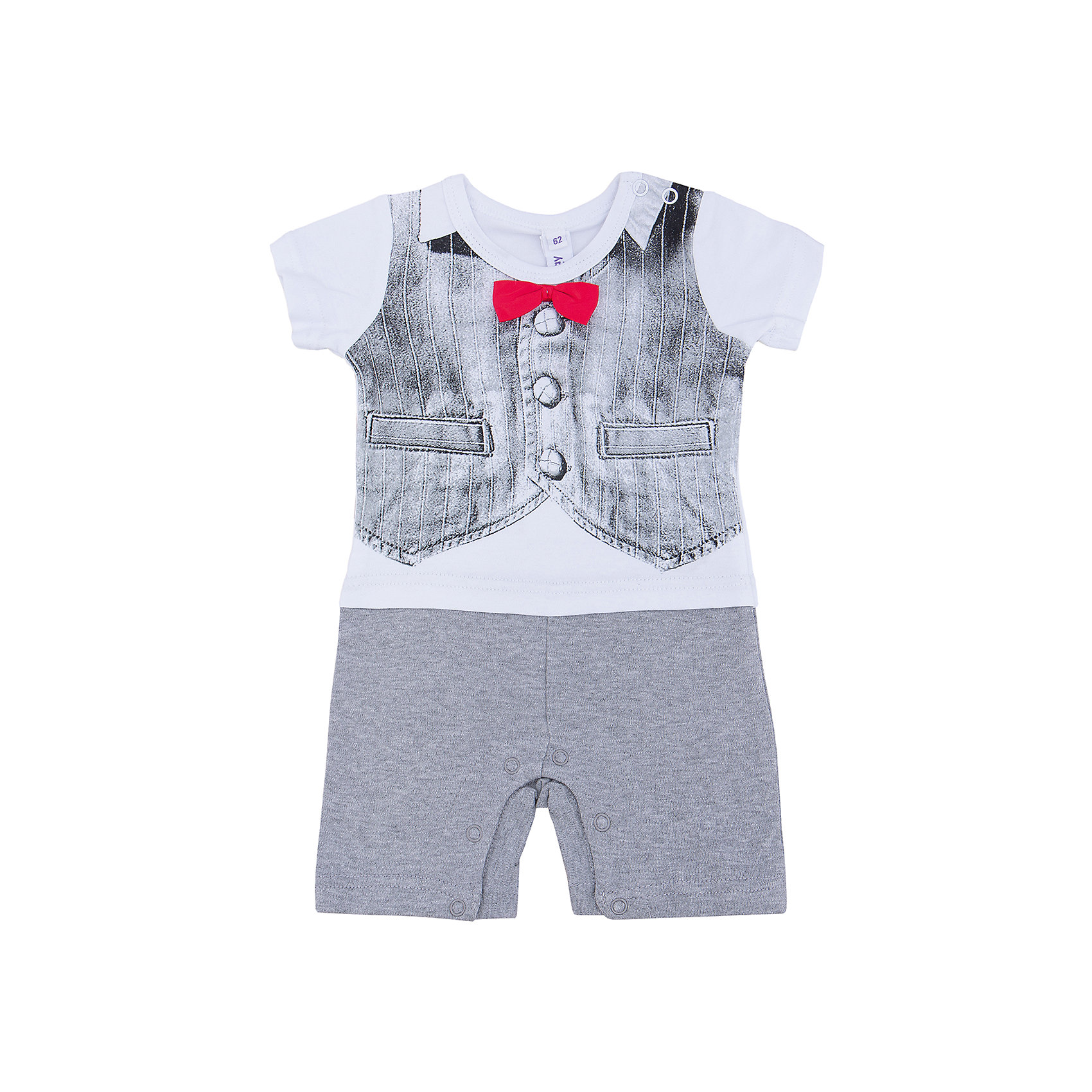 Боди для мальчика PlayToday Боди для мальчика PlayTodayОдежда<br>Характеристики:<br><br>• Вид одежды: боди<br>• Предназначение: праздничная одежда, повседневная одежда<br>• Пол: для мальчика<br>• Сезон: круглый год<br>• Материал: хлопок – 95%, эластан – 5%<br>• Цвет: белый, серый, красный<br>• Рукав: короткий<br>• Длина штанишек: короткие<br>• Вырез горловины: круглый<br>• Застежка: кнопки на плече и внизу<br>• Особенности ухода: ручная стирка без применения отбеливающих средств, глажение при низкой температуре <br><br>PlayToday – это линейка детской одежды, которая предназначена как для повседневности, так и для праздников. Большинство моделей выполнены в классическом стиле, сочетающем в себе традиции с яркими стильными элементами и аксессуарами. Весь ассортимент одежды сочетается между собой по стилю и цветовому решению, поэтому Вам будет легко сформировать гардероб вашего ребенка, который отражает его индивидуальность. <br>Боди для мальчика PlayToday – яркое, стильное и оригинальное боди как для праздничных дней, так и для повседневности. Изделие выполнено из хлопка с добавлением эластана, что придает ему особую прочность и износоустойчивость. У боди короткий рукав и короткие штанишки, принт в виде костюма с шортиками придает изделию особую оригинальность. Боди удобно надевать и снимать: застежки на плече и штанишках имеют кнопки. Для законченности образа под горловиной предусмотрен объемный галстук-бабочка. <br><br>Боди для мальчика PlayToday можно купить в нашем интернет-магазине.<br><br>Ширина мм: 157<br>Глубина мм: 13<br>Высота мм: 119<br>Вес г: 200<br>Цвет: разноцветный<br>Возраст от месяцев: 2<br>Возраст до месяцев: 5<br>Пол: Мужской<br>Возраст: Детский<br>Размер: 62,86,68,74,80<br>SKU: 5059455