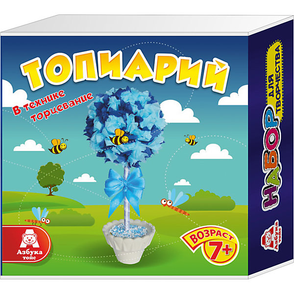 Топиарий Лазурная мечта Топиарий Лазурная мечтаДетские топиарии<br>Топиарий Лазурная мечта<br><br>Характеристики:<br><br>• тип набора для творчества: креативное рукоделие;<br>• вид изделия: дерево счастья;<br>• изготовление: в технике торцевание;<br>• материал: пенопласт, пластик, дерево, атлас, бумага;<br>• размер упаковки: 14х5х14 см;<br>• вес: 218 г.<br><br>Изготовить своими руками топиарий и декорировать интерьер помещения позволяет набор для детского творчества «Лазурная мечта». Заготовка и материалы для украшения деревца с геометрической кроной входят в комплект набора. <br><br>Комплектация набора для творчества «Азбука Тойс»:<br><br>• заготовка из пенопласта;<br>• деревянная палочка;<br>• декоративный горшочек;<br>• салфетки, ленты для декора;<br>• клей, пластилин, бисер;<br>• инструкция.<br><br>Топиарий Лазурная мечта можно купить в нашем интернет-магазине.<br><br>Ширина мм: 140<br>Глубина мм: 50<br>Высота мм: 140<br>Вес г: 218<br>Возраст от месяцев: 84<br>Возраст до месяцев: 144<br>Пол: Женский<br>Возраст: Детский<br>SKU: 5062920