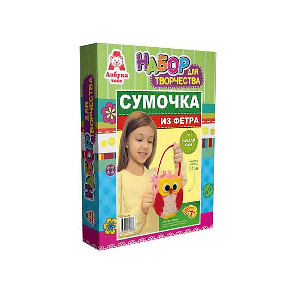 Сумочка из фетра Сова с красными крыльями Сумочка из фетра Сова с красными крыльямиНаборы для создания украшений<br>Сумочка из фетра Сова с красными крыльями, Азбука Тойс.<br><br>Характеристики:<br><br>• готовая сумочка прекрасно сохраняет форму<br>• легко изготовить<br>• яркие материалы<br>• высота сумочки: 14 см<br>• в комплекте: детали из фетра, термоклей, клеевой пистолет<br>• размер упаковки: 28х5х21 см<br>• вес: 178 грамм<br><br>Что может быть увлекательнее создания собственной сумочки? Набор для создания сумочки из фетра от торговой марки Азбука Тойс поможет девочке создать уникальный аксессуар своими руками. Для создания сумочки необходимо соединить все детали с помощью термоклея и клеевого пистолета. Готовая сумочка держит форму, благодаря чему, ее можно использовать для различных безделушек и аксессуаров. Яркий дизайн в виде совы придется по вкусу каждой моднице!<br><br>Сумочку из фетра Сова с красными крыльями, Азбука Тойс вы можете купить в нашем интернет-магазине.<br><br>Ширина мм: 210<br>Глубина мм: 50<br>Высота мм: 280<br>Вес г: 178<br>Возраст от месяцев: 84<br>Возраст до месяцев: 144<br>Пол: Женский<br>Возраст: Детский<br>SKU: 5062981
