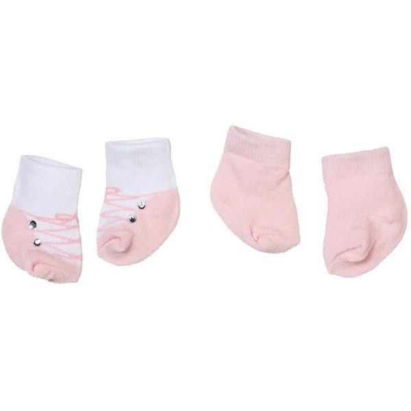 Носочки 2 пары, розовые, Baby Annabell Носочки 2 пары, розовые, Baby AnnabellОдежда для кукол<br>Носочки для куклы Baby Annabell, 2 пары.<br><br>Характеристики комплекта Zapf Creation:<br><br>• количество в упаковке: 2 пары;<br>• цвет: розовый и белый с розовым;<br>• особенность носочков: тянутся;<br>• носочки предназначены для кукол высотой 46 см;<br>• материал: мягкий текстиль;<br>• размер упаковки: 18х1х13 см;<br>• вес упаковки: 50 г.<br><br>Носочки 2 пары, розовые, Baby Annabell можно купить в нашем интернет-магазине.<br><br>Ширина мм: 130<br>Глубина мм: 180<br>Высота мм: 10<br>Вес г: 50<br>Возраст от месяцев: 36<br>Возраст до месяцев: 2147483647<br>Пол: Женский<br>Возраст: Детский<br>SKU: 5064301