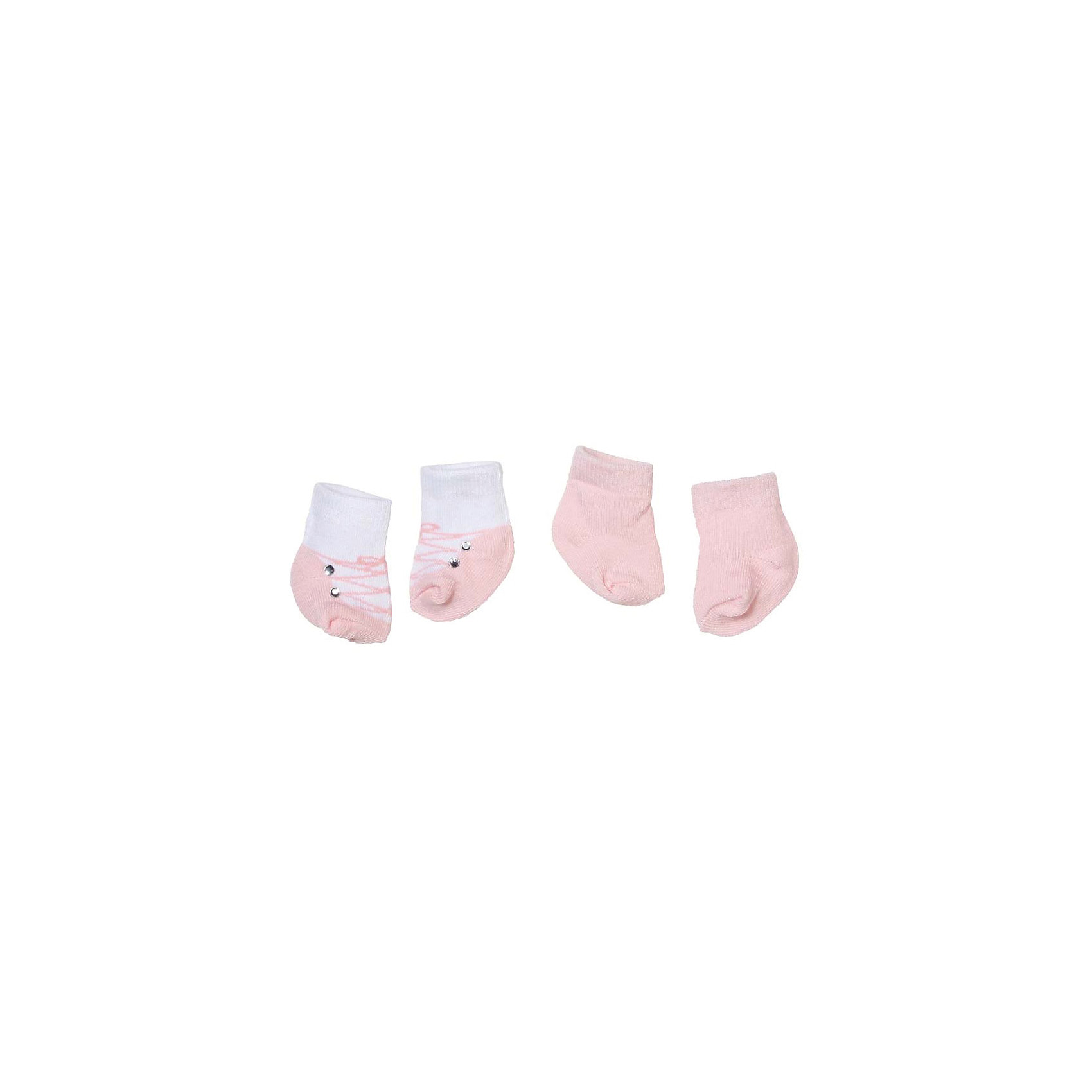 Носочки 2 пары, розовые, Baby Annabell Носочки 2 пары, розовые, Baby AnnabellКукольная одежда и аксессуары<br>Носочки для куклы Baby Annabell, 2 пары.<br><br>Характеристики комплекта Zapf Creation:<br><br>• количество в упаковке: 2 пары;<br>• цвет: розовый и белый с розовым;<br>• особенность носочков: тянутся;<br>• носочки предназначены для кукол высотой 46 см;<br>• материал: мягкий текстиль;<br>• размер упаковки: 18х1х13 см;<br>• вес упаковки: 50 г.<br><br>Носочки 2 пары, розовые, Baby Annabell можно купить в нашем интернет-магазине.<br><br>Ширина мм: 130<br>Глубина мм: 180<br>Высота мм: 10<br>Вес г: 50<br>Возраст от месяцев: 36<br>Возраст до месяцев: 2147483647<br>Пол: Женский<br>Возраст: Детский<br>SKU: 5064301