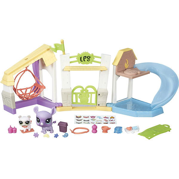 Игровой набор Городские сценки. На пляже, Little Pet Shop, B5565/B6958 Игровой набор Городские сценки. На пляже, Little Pet Shop, B5565/B6958Игрушки<br>Игровой набор Городские сценки, Little Pet Shop, B5565/B6958.<br><br>Характеристики:<br><br>- В наборе: 2 фигурки питомцев; водяная горка; гамак; вход в парк; аксессуары; наклейки<br>- Материал: пластик<br>- Размер упаковки: 28x20x5,5 см.<br>- Вес: 400 гр.<br><br>Игровой набор Городские щенки. На пляже выпущен под известной маркой Hasbro (Хасбро) и входит в любимую детьми серию Littlest Pet Shop. В наборе, помимо двух фигурок питомцев, малыш найдет целый ряд аксессуаров для них, гамак, большую водяную горку для катания. Многие детали можно дополнить специальными наклейками, с которыми набор станет еще более красочным и привлекательным. Все составляющие выполнены из прочного пластика без поверхностного нанесения красителей, благодаря чему они надолго сохранят свою целостность, насыщенный цвет и прекрасный внешний вид.<br><br>Игровой набор Городские сценки, Little Pet Shop, B5565/B6958 можно купить в нашем интернет-магазине.<br><br>Ширина мм: 51<br>Глубина мм: 279<br>Высота мм: 1000<br>Вес г: 680<br>Возраст от месяцев: 48<br>Возраст до месяцев: 144<br>Пол: Женский<br>Возраст: Детский<br>SKU: 5064715