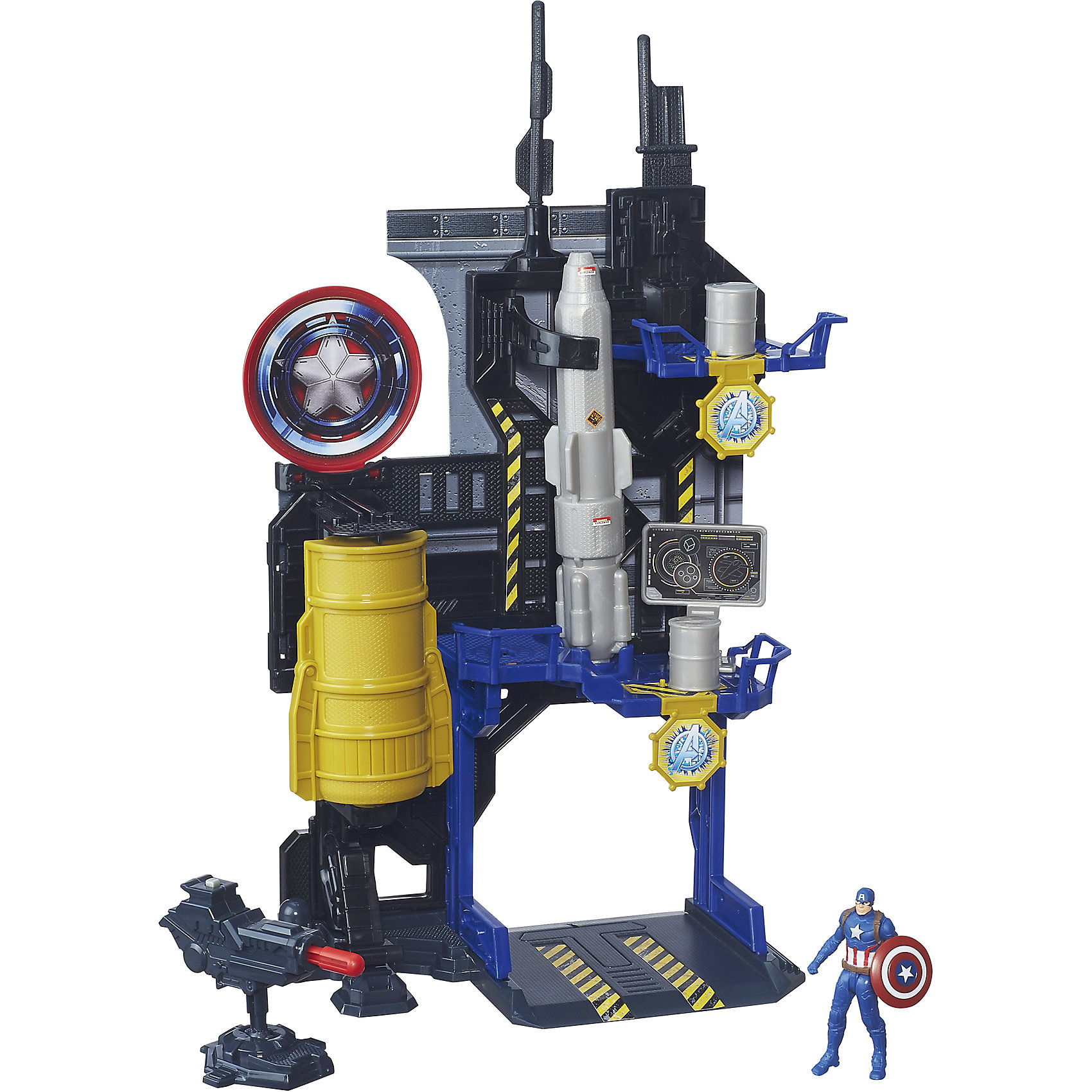 Игровая башня Мстителей, Капитан Америка, B5770/B6739 Игровая башня Мстителей, Капитан Америка, B5770/B6739Игрушки<br>Игровая башня Мстителей, B5770/B6739.<br><br>Характеристики:<br>- В наборе: фигурка Капитана Америки; оружие; башня<br>- Материал: пластик<br>- Размер упаковки: 22,9х6,4х30,5 см.<br>- Вес в упаковке: 500 г.<br><br>Башня Мстителей – это отличный набор для поклонников вселенной Marvel, созданный по мотивам фильма Капитан Америка 3: Гражданская война. По сюжету противостояние правительства и людей со сверхспособностями дает начало великой битве за свободу существования последних. Одну из воюющих сторон представляет Капитан Америка, защищающий права супергероев. Многоэтажная башня оснащена стреляющей пушкой и пусковыми механизмами для обстрела врагов бочками. Фигурку Капитана Америки можно спрятать в специальном отсеке. Игровой набор позволит вашему ребенку воспроизвести сцену сражения или придумать собственный сюжет. Башню ребенку предстоит собрать самому - с небольшой помощью взрослых. Элементы наборов Игровая башня Мстителей сочетаются между собой, собрав их все, можно создать большую штаб-квартиру Мстителей. Ваш ребенок весело проведет время, играя с набором дома, на детской площадке или в песочнице. А процесс сборки поможет малышу развить мелкую моторику, внимательность и усидчивость. Порадуйте своего малыша таким замечательным подарком!<br><br>Набор Игровая башня Мстителей, B5770/B6739 можно купить в нашем интернет-магазине.<br><br>Ширина мм: 64<br>Глубина мм: 229<br>Высота мм: 1450<br>Вес г: 580<br>Возраст от месяцев: 48<br>Возраст до месяцев: 144<br>Пол: Мужской<br>Возраст: Детский<br>SKU: 5064719
