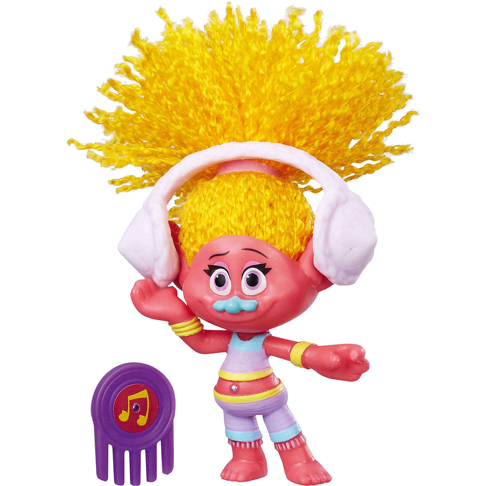 Коллекционная фигурка, Тролли, B6555/B7348 Коллекционная фигурка, Тролли, B6555/B7348Характеристики фигурки тролля Ди джей Скуки (Dj Skuki):<br><br>- возраст: от 4 лет<br>- пол: для девочек<br>- комплект: 1 фигурка тролля, аксессуары.<br>- материал: пластик.<br>- размер упаковки: 11.4 * 3.8 * 15.2 см.<br>- упаковка: блистер на картоне.<br>- страна обладатель бренда: США.<br><br>Коллекционная фигурка тролля от торговой марки Hasbro (Хасбо) создана по мотивам полнометражного мультфильма Тролли компании DreamWorks (Дрим Вокс). В набор входит фигурка тролля, у которого длинные пушистые волосы. Чтобы их расчесать, можно воспользоваться гребешком-расческой, который также входит в набор. Тролль малинового цвета с длинными рыжими волосами обязательно привлечет внимание Вашего ребенка. Вьющиеся волосы Dj Skuki напоминают мягкие веревочки, которые подняты в высокий хвост. Одета фигурка в яркий полосатый костюм, окрашенный желтыми, фиолетовыми и голубыми полосками. Милую мордашку тролля выделяет симпатичный голубой носик. Дополняет внешний вид тролля стильные нежно-лиловые наушники. Фигурка тролля будет радовать ребенка своим добродушным веселым видом. Кроме того, игрушка отлично сочетается с другими сказочными игрушками, как единорог или фея.<br><br>Коллекционную фигурку тролля торговой марки Hasbro (Хасбо) можно купить в нашем интернет-магазине.<br><br>Ширина мм: 150<br>Глубина мм: 114<br>Высота мм: 350<br>Вес г: 40<br>Возраст от месяцев: 48<br>Возраст до месяцев: 96<br>Пол: Женский<br>Возраст: Детский<br>SKU: 5064744