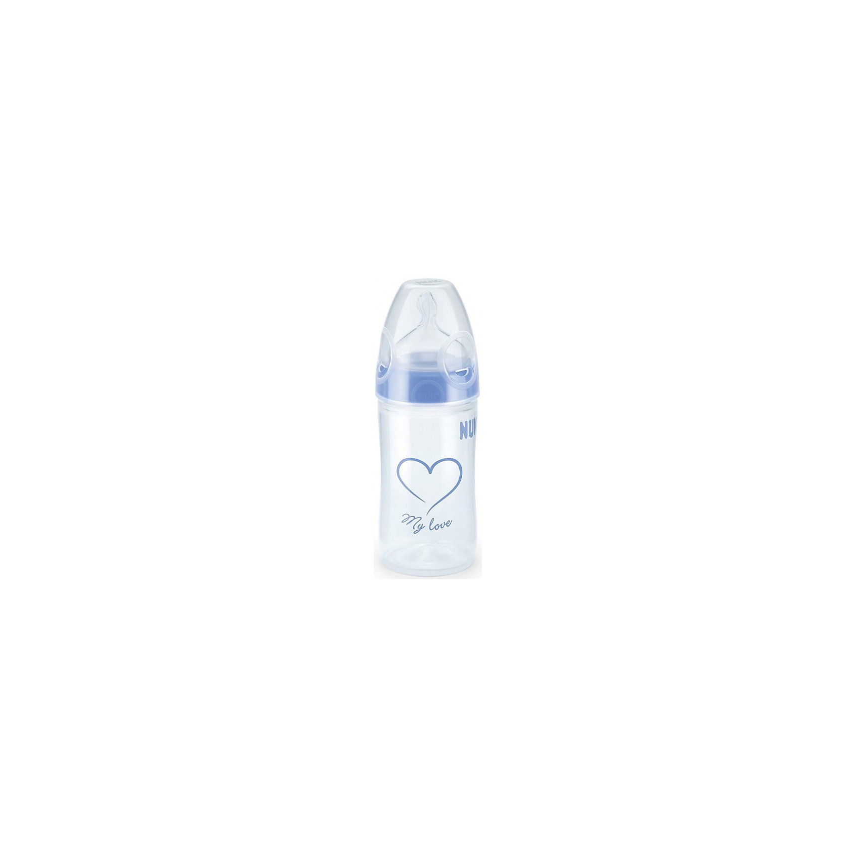 Бутылочка First Choice New Classic с широким горлом, 150 мл., NUK, голубой Бутылочка First Choice New Classic с широким горлом, 150 мл., NUK, голубойБутылочки и аксессуары<br>Характеристики изделия:<br><br>- объем: 150 мл;<br>- цвет: голубой;<br>- материал: латекс, полипропилен;<br>- широкое горло;<br>- система Anti-Colic Air System;<br>- для смешанного вскармливания;<br>- возраст: 0-6 месяцев.<br><br>Детские товары существенно облегчают жизнь молодым мамам. Существует множество полезных в период материнства вещей. К таким относится обыкновенная пластиковая бутылочка-поильник. <br>Данная модель оптимально подходит для детей, которых приучают есть самостоятельно. Мягкий материал соски подойдет для ротовой полости ребенка. Предмет удобно держать. Бутылочка легко очищается от любых поверхностных загрязнений, так как имеет удобное широкое горлышко. Оптимальный объем позволит использовать бутылочку для малышей с рождения до шести месяцев.<br><br>Бутылочку First Choice New Classic от производителя NUK можно купить в нашем магазине.<br><br>Ширина мм: 75<br>Глубина мм: 65<br>Высота мм: 245<br>Вес г: 100<br>Возраст от месяцев: 0<br>Возраст до месяцев: 6<br>Пол: Унисекс<br>Возраст: Детский<br>SKU: 5065248