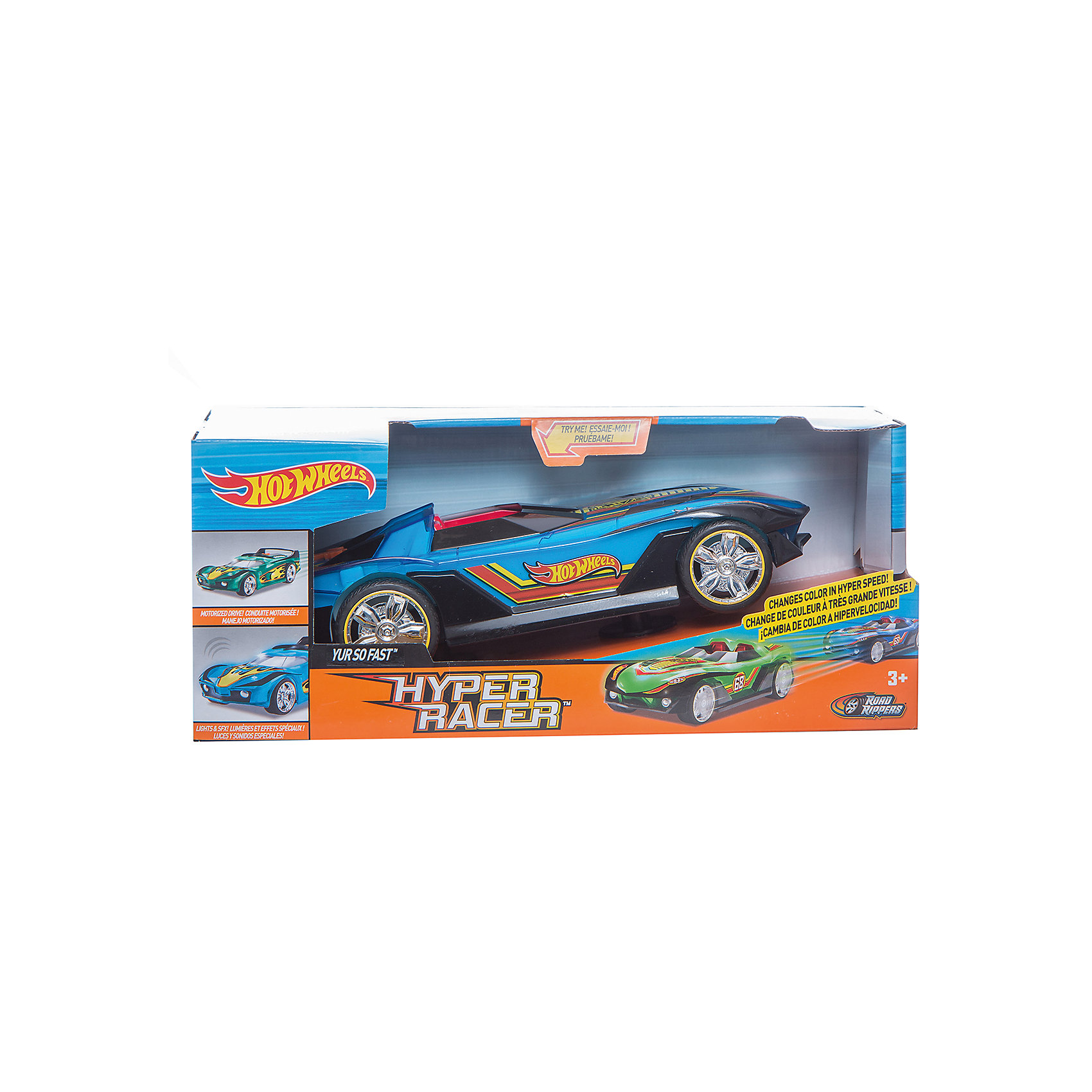Машинка Hot Wheels - Yur So Fast (свет, звук, меняет цвет), 25 см Машинка Hot Wheels - Yur So Fast (свет, звук, меняет цвет), 25 смМашинки<br>Характеристики товара:<br><br>- цвет: желтый;<br>- материал: пластик, металл;<br>- особенности: меняет цвет при движении, со звуковыми и световыми эффектами;<br>- вес: 600 г;<br>- размер упаковки: 31х13х13;<br>- батарейки 3хААA;<br>- размер машинки: 25 см.<br><br>Какой мальчишка откажется поиграть с машинкой Hot Wheels, которая выглядит как настоящая?! Машинка меняет цвет при движении и запускается нажатием кнопки. Игрушка отлично детализирована, очень качественно выполнена, поэтому она станет отличным подарком ребенку. Продается в красивой упаковке.<br>Изделия произведены из высококачественного материала, безопасного для детей.<br><br>Электромеханическую машинку Hot Wheels можно купить в нашем интернет-магазине.<br><br>Ширина мм: 310<br>Глубина мм: 130<br>Высота мм: 130<br>Вес г: 588<br>Возраст от месяцев: 36<br>Возраст до месяцев: 2147483647<br>Пол: Мужской<br>Возраст: Детский<br>SKU: 5066703