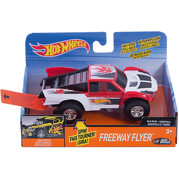 Машинка Freeway Flyer - Baja Truck (свет, звук), красная, 14 см, Hot Wheels Машинка Freeway Flyer - Baja Truck (свет, звук), красная, 14 см, Hot WheelsМашинки<br>Характеристики товара:<br><br>- цвет: красный;<br>- материал: пластик, металл;<br>- особенности: инерционная, со световыми эффектами;<br>- вес: 200 г;<br>- размер упаковки: 9х13х18;<br>- размер машинки: 14 см.<br><br>Какой мальчишка откажется поиграть с коллекционной машинкой Hot Wheels, которая выглядит как настоящая?! Машинка очень эффектно смотрится, она дополнена световыми эффектами и инерционным механизмом. Игрушка отлично детализирована, очень качественно выполнена, поэтому она станет отличным подарком ребенку. Продается в красивой упаковке.<br>Изделия произведены из высококачественного материала, безопасного для детей.<br><br>Механическую машинку Hot Wheels можно купить в нашем интернет-магазине.<br><br>Ширина мм: 89<br>Глубина мм: 127<br>Высота мм: 178<br>Вес г: 184<br>Возраст от месяцев: 36<br>Возраст до месяцев: 2147483647<br>Пол: Мужской<br>Возраст: Детский<br>SKU: 5066712