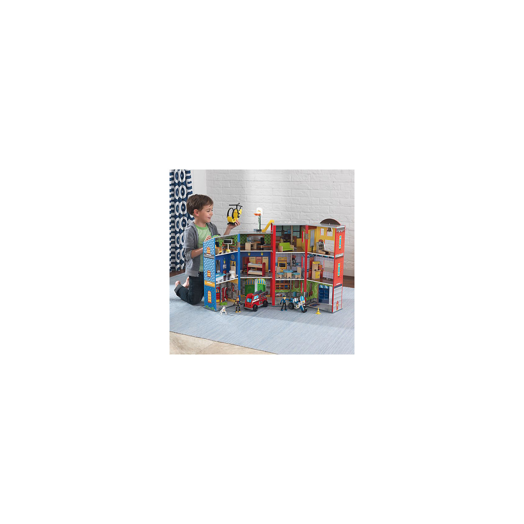 Игровой набор Здание спасательной службы, 28 эл., KidKraft Игровой набор Здание спасательной службы, 28 эл., KidKraftИгровые наборы<br>Игровой набор Здание спасательной службы, KidKraft (КидКрафт).<br><br>Характеристики:<br>? Материал: дерево, МДФ, пластик, текстиль.<br>? Цвет: разноцветный.<br>? 3 этажа, 12 служебных помещений.<br>? 26 игровых элементов.<br>? Конструкция частично открытая (задняя стенка глухая, лицевая часть полностью открыта).<br>? Конструкция продается в разобранном виде. Инструкция по сборке входит в комплект.<br>? Размер игрушки в собранном виде - 54х33х30 см.<br>? Размер упаковки - 59х35х8 см.<br>? Вес: 5 кг.<br>В комплект входит: <br>- здание; <br>- мебель; <br>- собака; <br>- машина; <br>- вертолет; <br>- мотоцикл. <br><br>Игровой набор «Здание спасательной службы», KidKraft (КидКрафт) – это набор для увлекательной сюжетно- ролевой игры. Основная конструкция здания изготовлена из дерева с деталями из текстиля и прочного нетоксичного пластика. Здание состоит из трех этажей, на которых расположены 12 служебных помещений. Крыша оборудована вертолетной площадкой. Спасательная техника состоит из: мотоцикла полицейского, машины спасателей и вертолета для трудно доступной местности. Комплект дополнен мини-фигурками 2 спасателей и 2 собак.<br>С Игровым набором «Здание спасательной службы», KidKraft (КидКрафт) ваш мальчик попробует себя в роли спасателя, который выполняет трудные задания и приходит на помощь! <br><br>Игровой набор «Здание спасательной службы», KidKraft (КидКрафт), можно купить в нашем интернет – магазине.<br><br>Ширина мм: 740<br>Глубина мм: 470<br>Высота мм: 150<br>Вес г: 12900<br>Возраст от месяцев: 36<br>Возраст до месяцев: 120<br>Пол: Женский<br>Возраст: Детский<br>SKU: 5069795