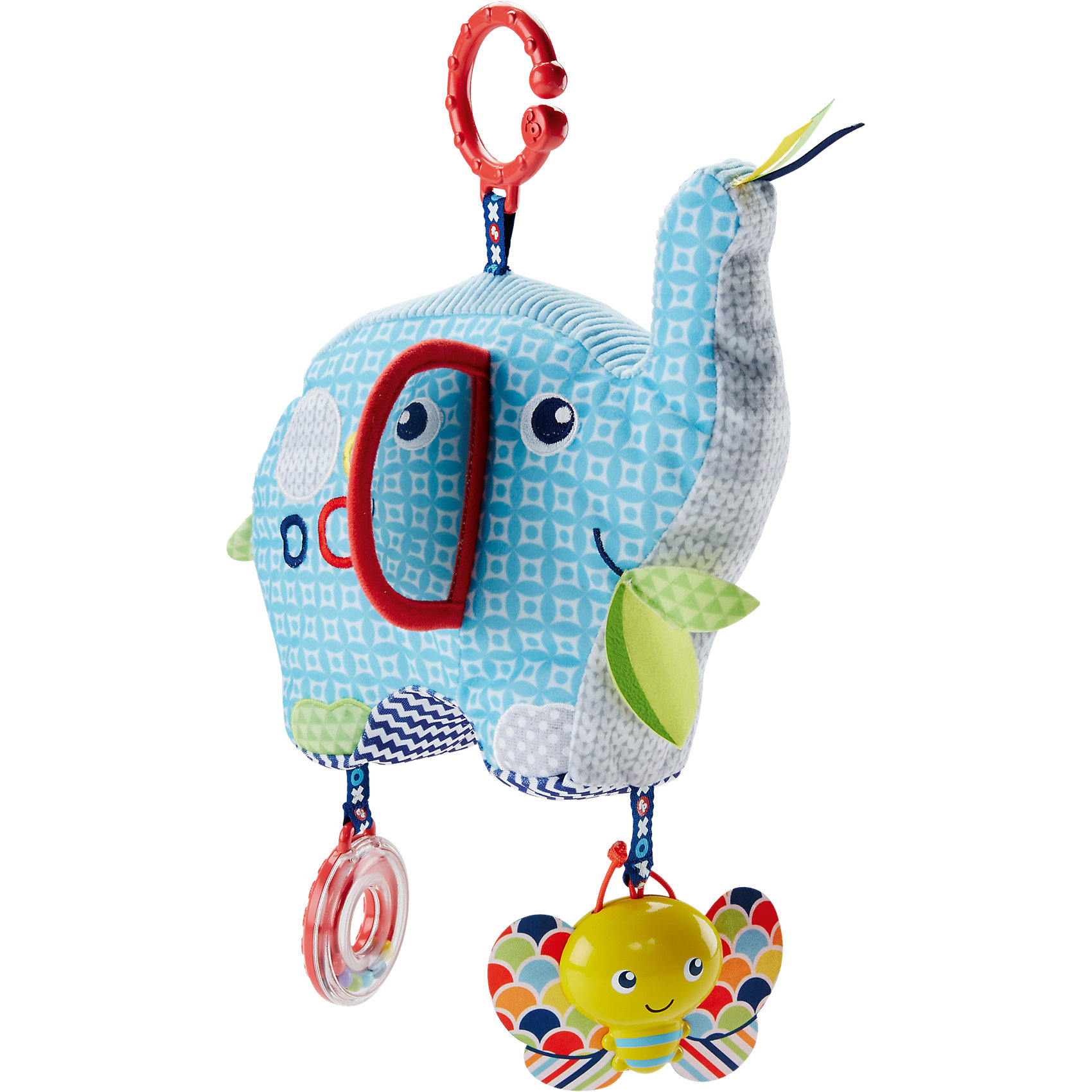 Плюшевая игрушка «Слоненок», Fisher Price Плюшевая игрушка «Слоненок», Fisher PriceРазвивающие игрушки<br>Плюшевая игрушка «Слоненок», Fisher Price (Фишер Прайс)<br><br>Характеристики:<br><br>• несколько видов тканей<br>• слоник издает забавные звуки<br>• есть погремушка и зеркальце<br>• помогает развить тактильное и звуковое восприятие<br>• материал: пластик, текстиль<br>• высота слоника: 16 см<br>• размер упаковки: 27х20х10 см<br>• вес: 210 грамм<br><br>Забавный слоник станет лучшим другом любознательного карапуза. Слоник изготовлен из тканей, имеющих разную текстуру. Сочетание плюшевых, вельветовых, вязаных и шуршащих материалов поможет малышу в развитии тактильного восприятия. Потрясите слоника - и он будет издавать очень забавные звуки, вызывающие восторг у крохи. За ушком игрушки находится безопасное зеркальце, которое удивит и обрадует малыша. К ножкам слоника прикреплена бабочка и кольцо-погремушка. Они помогут развить координацию движений и звуковое восприятие. Подарите крохе счастливые моменты с милым слоненком!<br><br>Плюшевая игрушка «Слоненок», Fisher Price (Фишер Прайс) можно купить в нашем интернет-магазине.<br><br>Ширина мм: 279<br>Глубина мм: 243<br>Высота мм: 101<br>Вес г: 184<br>Возраст от месяцев: 0<br>Возраст до месяцев: 12<br>Пол: Унисекс<br>Возраст: Детский<br>SKU: 5073995