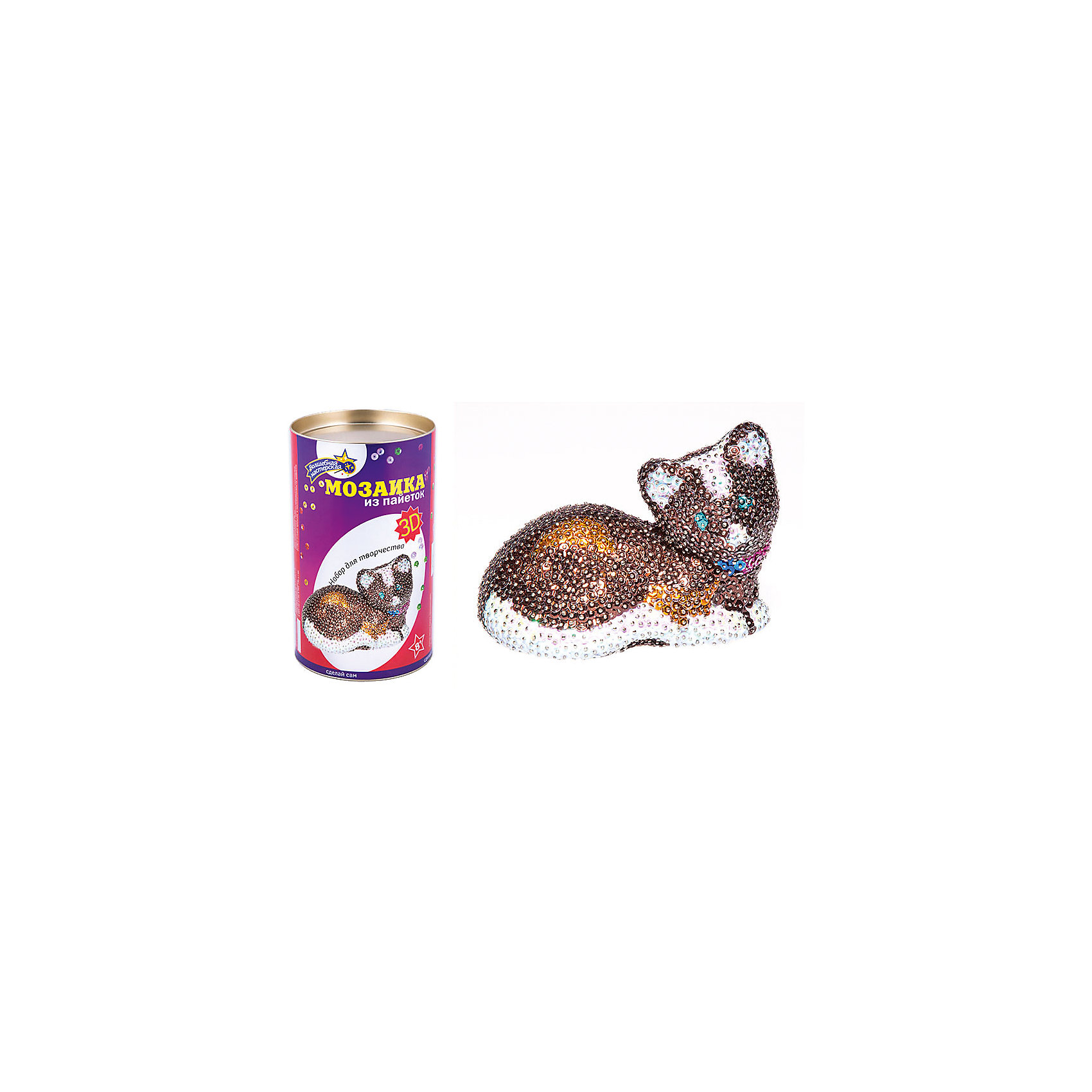 Мозаика из пайеток 3D Кошка Мозаика из пайеток 3D КошкаМозаика<br>Набор для творчества Мозаика из пайеток 3D Кошка подойдет детям 8 лет и старше. В наборе есть все необходимое для увлекательного занятия! Занятие мозаикой прекрасно развивает мелкую моторику рук, фантазию, мышление, художественный вкус, концентрацию внимания, зрительную память. А результатом работы станет объемная фигурка симпатичной кошки!<br><br>Ширина мм: 120<br>Глубина мм: 210<br>Высота мм: 120<br>Вес г: 550<br>Возраст от месяцев: 96<br>Возраст до месяцев: 168<br>Пол: Унисекс<br>Возраст: Детский<br>SKU: 5075348