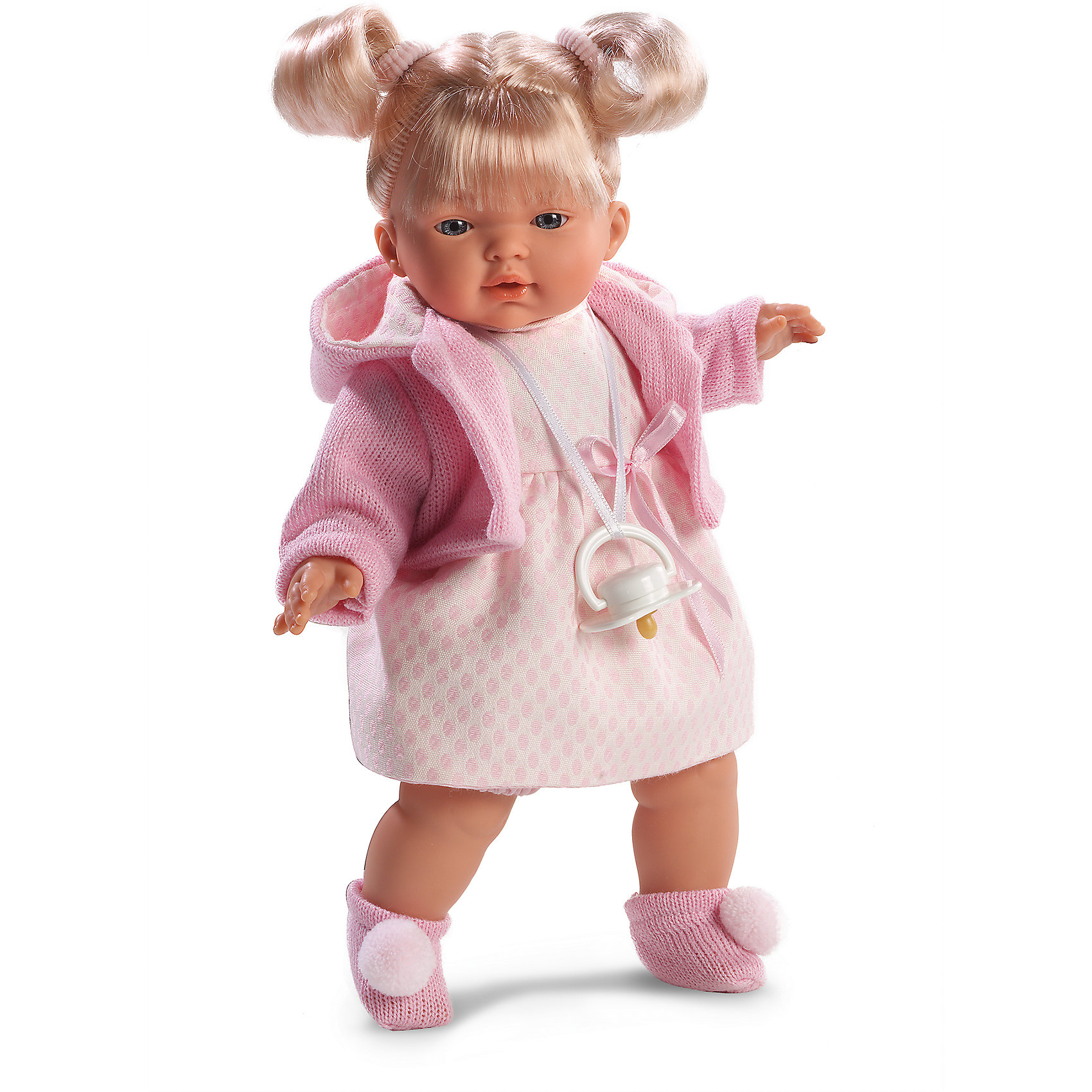 Кукла Мария, 33 см, Llorens Кукла Мария, 33 см, LlorensКлассические куклы<br>Характеристики:<br><br>• Предназначение: для сюжетно-ролевых игр<br>• Тип куклы: мягконабивная<br>• Пол куклы: девочка <br>• Цвет волос: блондинка<br>• Материал: поливинилхлорид, пластик, нейлон, текстиль<br>• Цвет: розовый, белый<br>• Высота куклы: 33 см<br>• Комплектация: кукла, платье, жакет с капюшоном, носочки, пустышка на ленточке<br>• Вес: 660 г<br>• Размеры упаковки (Д*В*Ш): 20*37*10 см<br>• Упаковка: подарочная картонная коробка <br>• Особенности ухода: допускается деликатная стирка без использования красящих и отбеливающих средств предметов одежды куклы<br><br>Кукла Мария 33 см без звука – кукла, производителем которого является всемирно известный испанский кукольный бренд Llorens. Куклы этой торговой марки имеют свою неповторимую внешность и целую линейку образов как пупсов, так и кукол-малышей. Игрушки выполнены из сочетания поливинилхлорида и пластика, что позволяет с высокой долей достоверности воссоздать физиологические и мимические особенности маленьких детей. При изготовлении кукол Llorens используются только сертифицированные материалы, безопасные и не вызывающие аллергических реакций. Волосы у кукол отличаются густотой, шелковистостью и блеском, при расчесывании они не выпадают и не ломаются.<br>Кукла Мария 33 см без звука выполнена в образе малышки: блондинка с голубыми глазами и задорными хвостиками. В комплект одежды Марии входит платьице, жакет нежно-зеленого цвета с капюшоном и носочки с помпонами. У малышки имеется соска на ленточке. <br>Кукла Мария 33 см без звука – это идеальный вариант для подарка к различным праздникам и торжествам.<br><br>Куклу Марию 33 см без звука можно купить в нашем интернет-магазине.<br><br>Ширина мм: 20<br>Глубина мм: 37<br>Высота мм: 10<br>Вес г: 660<br>Возраст от месяцев: 36<br>Возраст до месяцев: 84<br>Пол: Женский<br>Возраст: Детский<br>SKU: 5086890