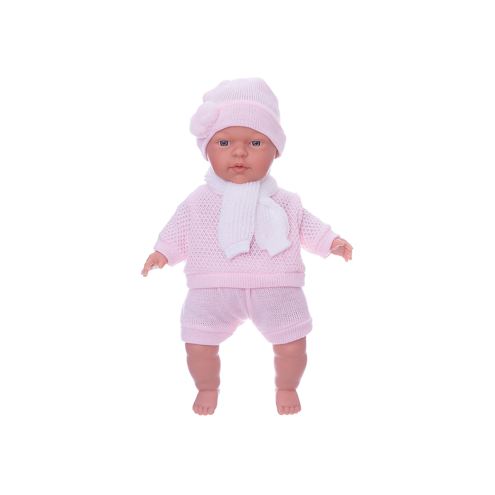 Кукла Люсия, 33 см, Llorens Кукла Люсия, 33 см, LlorensКлассические куклы<br>Характеристики:<br><br>• Предназначение: для сюжетно-ролевых игр<br>• Тип куклы: мягконабивная<br>• Пол куклы: девочка <br>• Волосы: прорисованные<br>• Материал: поливинилхлорид, пластик, текстиль<br>• Цвет: розовый, белый<br>• Высота куклы: 33 см<br>• Комплектация: кукла, короткие шортики, свитер, шарфик, шапочка<br>• Вес: 660 г<br>• Размеры упаковки (Д*В*Ш): 20*37*10 см<br>• Упаковка: подарочная картонная коробка <br>• Особенности ухода: допускается деликатная стирка без использования красящих и отбеливающих средств предметов одежды куклы<br><br>Кукла Люсия 33 см без звука – кукла, производителем которого является всемирно известный испанский кукольный бренд Llorens. Куклы этой торговой марки имеют свою неповторимую внешность и целую линейку образов как пупсов, так и кукол-малышей. Игрушки выполнены из сочетания поливинилхлорида и пластика, что позволяет с высокой долей достоверности воссоздать физиологические и мимические особенности маленьких детей. При изготовлении кукол Llorens используются только сертифицированные материалы, безопасные и не вызывающие аллергических реакций. Волосы у кукол-пупсов прорисованные; ручки и ножки двигаются.<br>Кукла Люсия 33 см без звука выполнена в образе очаровательного малышки: голубые глазки и пухлые щечки создают невероятно очаровательный и милый образ. В комплект одежды Люсии входит костюмчик нежно-розового цвета, состоящий из вязаных шортиков, свитера, шапочки с помпоном и шарфика. <br>Кукла Люсия 33 см без звука – это идеальный вариант для подарка к различным праздникам и торжествам.<br><br>Куклу Люсию 33 см без звука можно купить в нашем интернет-магазине.<br><br>Ширина мм: 20<br>Глубина мм: 37<br>Высота мм: 10<br>Вес г: 660<br>Возраст от месяцев: 36<br>Возраст до месяцев: 84<br>Пол: Женский<br>Возраст: Детский<br>SKU: 5086901
