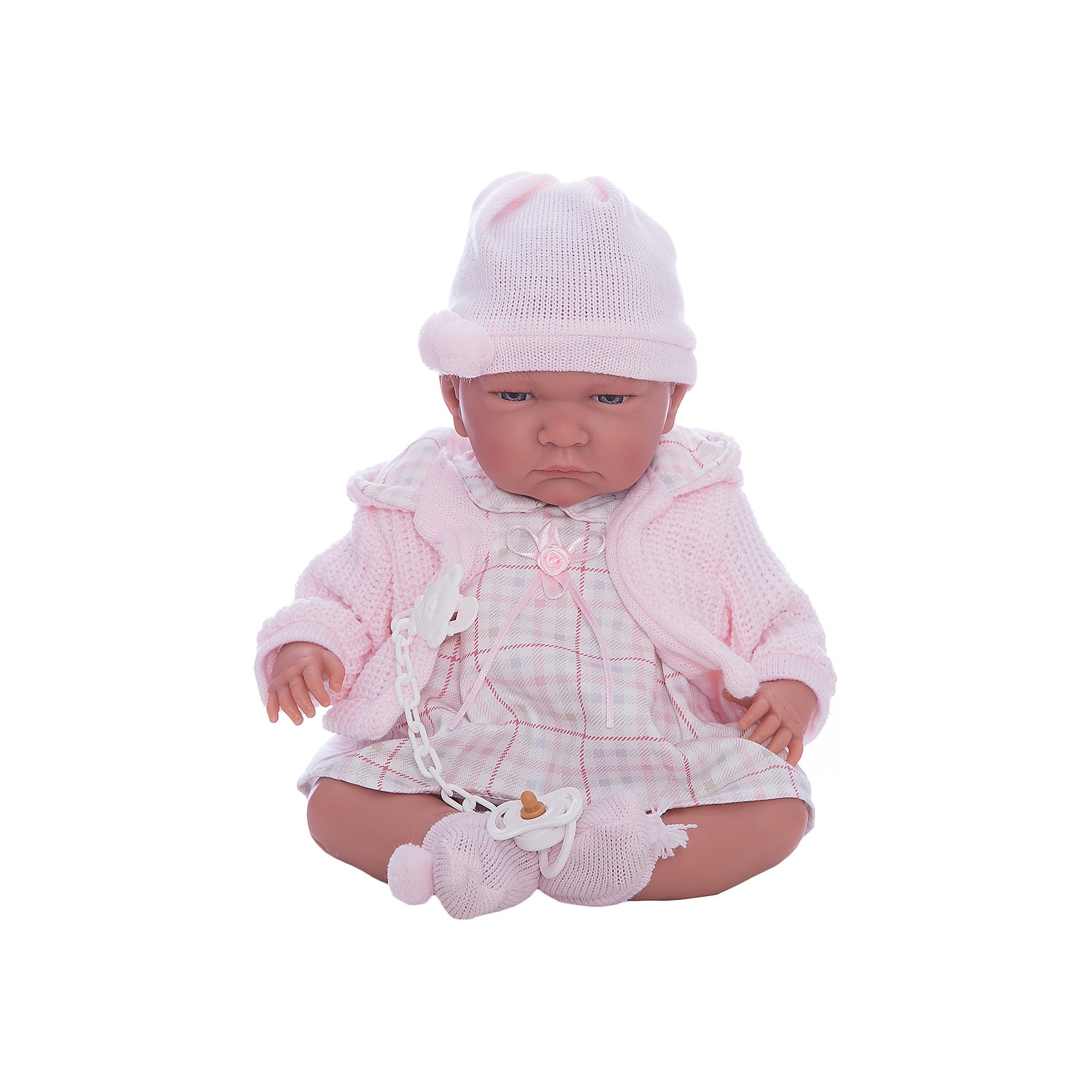 Кукла ЛалаРоза, 40 см, Llorens Кукла ЛалаРоза, 40 см, LlorensКлассические куклы<br>Характеристики:<br><br>• Предназначение: для сюжетно-ролевых игр<br>• Тип куклы: мягконабивная<br>• Пол куклы: девочка <br>• Волосы: прорисованные<br>• Материал: поливинилхлорид, пластик, текстиль<br>• Цвет: розовый, молочный, бежевый<br>• Высота куклы: 40 см<br>• Комплектация: кукла, платьице, шапочка, кофточка, соска с держателем<br>• Вес: 1 кг 330 г<br>• Размеры упаковки (Д*В*Ш): 23*46*13 см<br>• Упаковка: подарочная картонная коробка <br>• Особенности ухода: допускается деликатная стирка без использования красящих и отбеливающих средств предметов одежды куклы<br><br>Кукла Лала Роза 40 см – пупс, производителем которого является всемирно известный испанский кукольный бренд Llorens. Куклы этой торговой марки имеют свою неповторимую внешность и целую линейку образов как пупсов, так и кукол-малышей. Игрушки выполнены из сочетания поливинилхлорида и пластика, что позволяет с высокой долей достоверности воссоздать физиологические и мимические особенности маленьких детей. При изготовлении кукол Llorens используются только сертифицированные материалы, безопасные и не вызывающие аллергических реакций. Волосы у кукол-пупсов прорисованные; ручки и ножки двигаются.<br>Кукла Лала Роза 40 см выполнена в образе малышки: голубые глазки и пухлые щечки создают невероятно очаровательный и милый образ. В комплект одежды входит клетчатое платьице с отложным воротничком, вязаная кофточка с капюшоном, шапочка и носочки. В наборе имеется пустышка с цепочкой-держателем.<br>Кукла Лала Роза 40 см – это идеальный вариант для подарка к различным праздникам и торжествам.<br><br>Куклу Лалу Розу 40 см можно купить в нашем интернет-магазине.<br><br>Ширина мм: 23<br>Глубина мм: 46<br>Высота мм: 13<br>Вес г: 1330<br>Возраст от месяцев: 36<br>Возраст до месяцев: 84<br>Пол: Женский<br>Возраст: Детский<br>SKU: 5086934