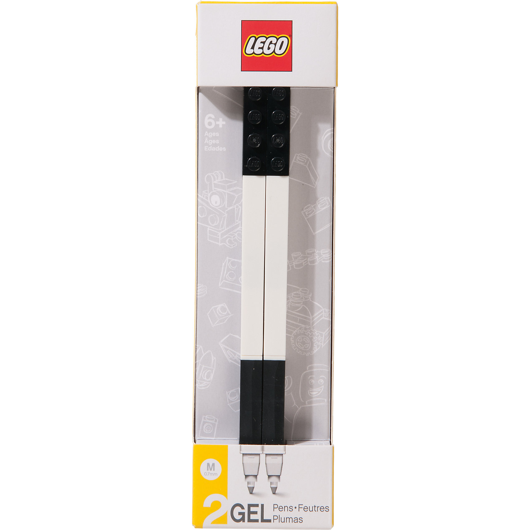 Набор гелевых ручек, 2 шт., LEGO Набор гелевых ручек, 2 шт., LEGOLEGO Товары для фанатов<br>Набор гелевых ручек из уникальной коллекции канцелярских принадлежностей LEGO состоит из 2-х ручек с чернилами чёрного цвета. Ручка имеет пластиковый корпус с резиновой манжеткой, которая снижает напряжение руки. Ручка обеспечивает легкое и мягкое письмо, чернила быстро высыхают, не размазываются.<br><br>Ширина мм: 183<br>Глубина мм: 50<br>Высота мм: 22<br>Вес г: 29<br>Возраст от месяцев: 72<br>Возраст до месяцев: 144<br>Пол: Унисекс<br>Возраст: Детский<br>SKU: 5087579
