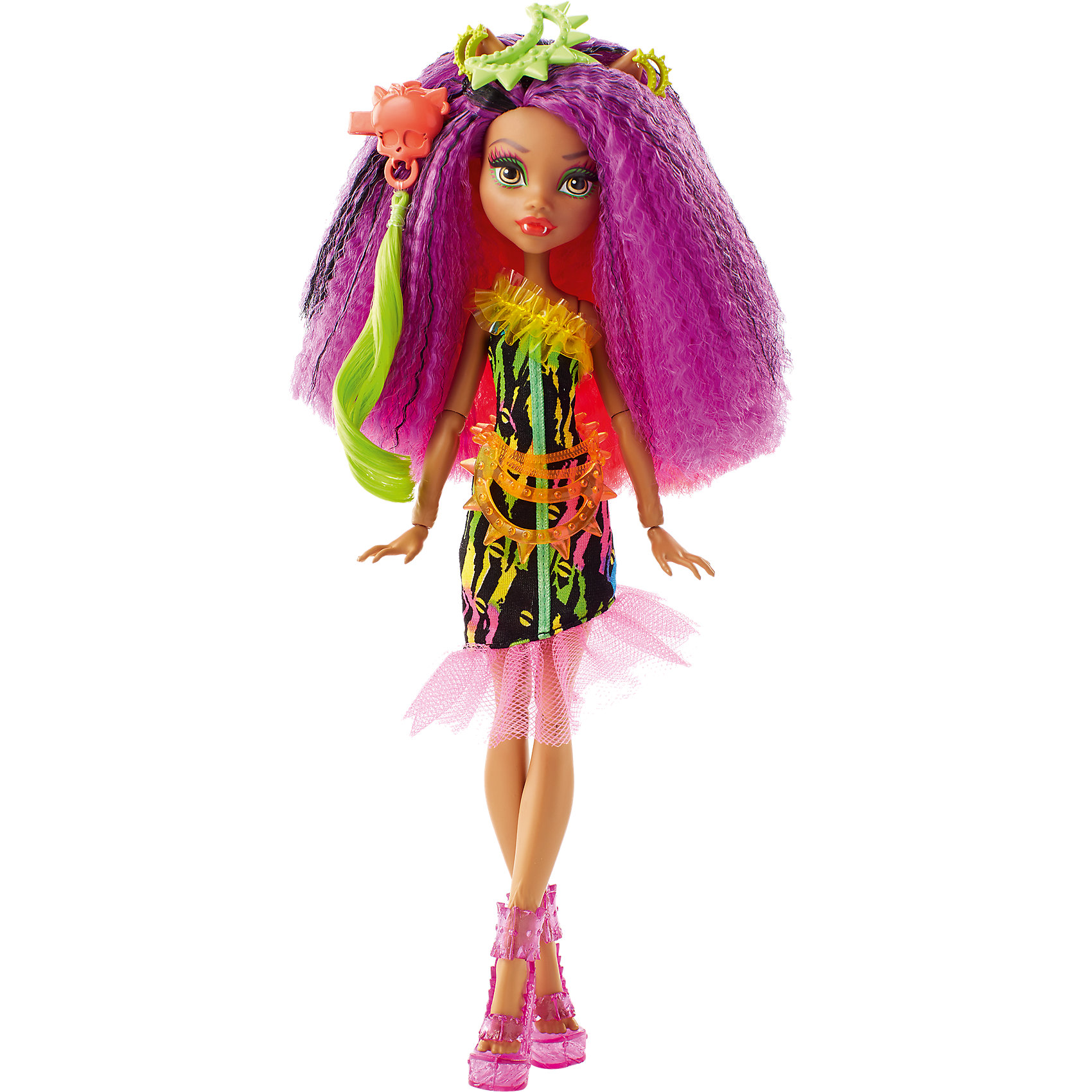 Монстряшка Клодин Вульф из серии Под напряжением, Monster High Монстряшка Клодин Вульф из серии Под напряжением, Monster HighПопулярные игрушки<br>Характеристики товара:<br><br>• комплектация: кукла, аксессуары<br>• материал: пластик, текстиль<br>• серия: Под напряжением<br>• руки, ноги гнутся<br>• высота куклы: 28 см<br>• возраст: от трех лет<br>• размер упаковки: 20.3x32.4x6.4 см<br>• вес: 0,3 кг<br>• страна бренда: США<br><br>Такая современная кукла порадует маленьких любительниц мультфильмов про мир Monster High. Костюм героини мультфильма дополняет обувь и аксессуары. Руки и ноги гнутся! Кукла Твила из серии Под напряжением, Monster High, станет великолепным подарком для девочек.<br><br>Таки куклы помогают девочкам отработать сценарии поведения в обществе, развить воображение и мелкую моторику. Кукла от бренда Mattel не перестает быть популярной! <br><br>Куклу Монстряшка Клодин Вульф из серии Под напряжением, Monster High от компании Mattel можно купить в нашем интернет-магазине.<br><br>Ширина мм: 348<br>Глубина мм: 205<br>Высота мм: 71<br>Вес г: 239<br>Возраст от месяцев: 72<br>Возраст до месяцев: 120<br>Пол: Женский<br>Возраст: Детский<br>SKU: 5089102
