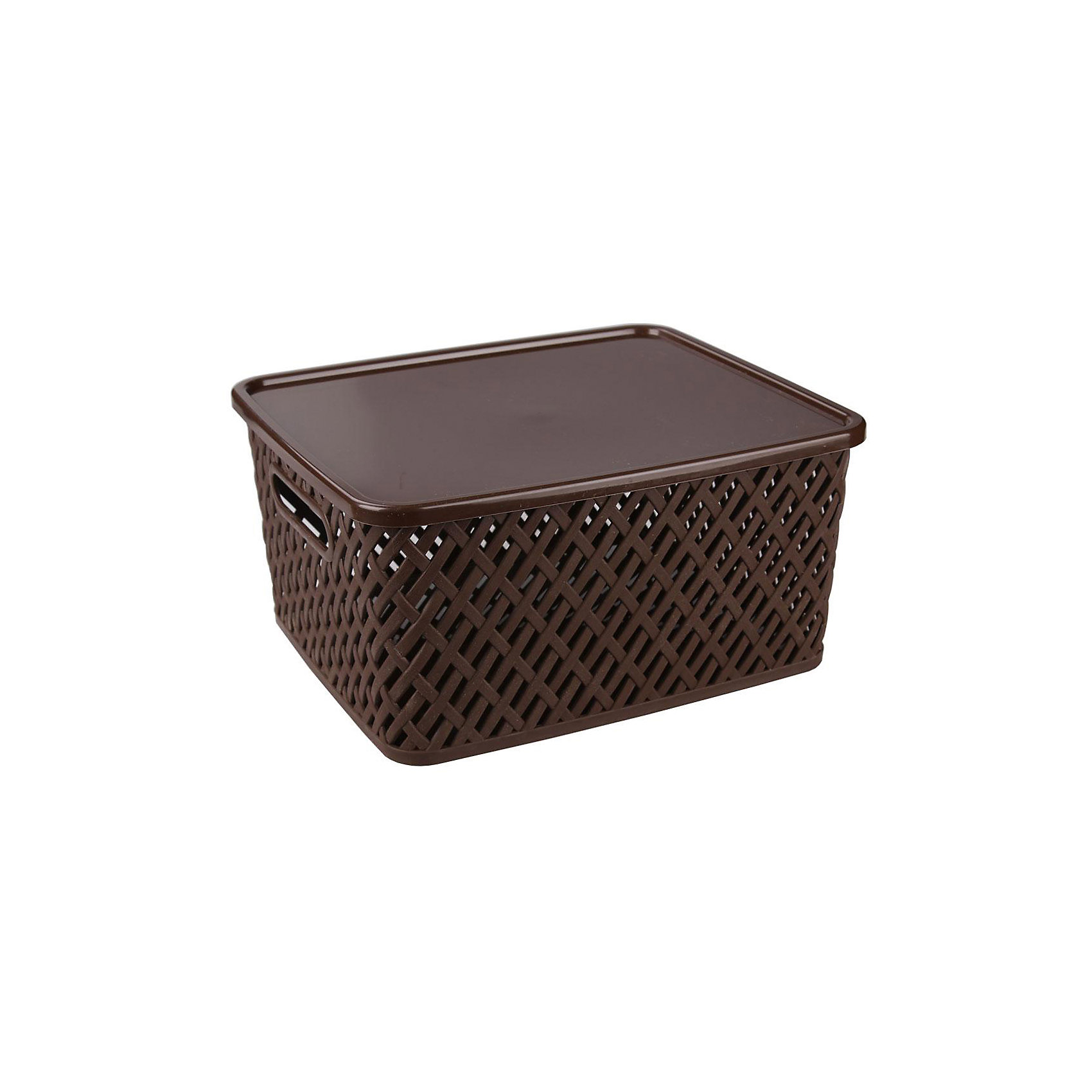Корзина Плетенка (350х290х175)с крышкой, Alternativa, коричневый Корзина Плетенка (350х290х175)с крышкой, Alternativa, коричневыйПорядок в детской<br>Характеристики:<br><br>• Предназначение: для хозяйственных нужд<br>• Материал: пластик<br>• Цвет: коричневый<br>• Размер (Д*Ш*В): 35*29*17,5 см<br>• Форма: прямоугольныйольная<br>• Наличие крышки<br>• Особенности ухода: разрешается мыть теплой водой<br><br>Корзина Плетенка (350х290х175) с крышкой, Alternativa, коричневый изготовлена отечественным производителем ООО ЗПИ Альтернатива, который специализируется на выпуске широкого спектра изделий из пластика. Контейнер выполнен из экологически безопасного пластика, устойчивого к механическим повреждениям, корпус оформлен имитацией плетения из лозы с крупными отверстиями, по бокам имеются ручки, в комплекте предусмотрена крышка. Изделие имеет удобную форму, достаточно легкое в уходе. Корзину Плетенка (350х290х175) с крышкой, Alternativa, коричневую можно использовать для хранения белья, игрушек, овощей и многих других целей.<br><br>Корзину Плетенка (350х290х175) с крышкой, Alternativa, коричневую можно купить в нашем интернет-магазине.<br><br>Ширина мм: 355<br>Глубина мм: 305<br>Высота мм: 180<br>Вес г: 626<br>Возраст от месяцев: 6<br>Возраст до месяцев: 84<br>Пол: Унисекс<br>Возраст: Детский<br>SKU: 5096599