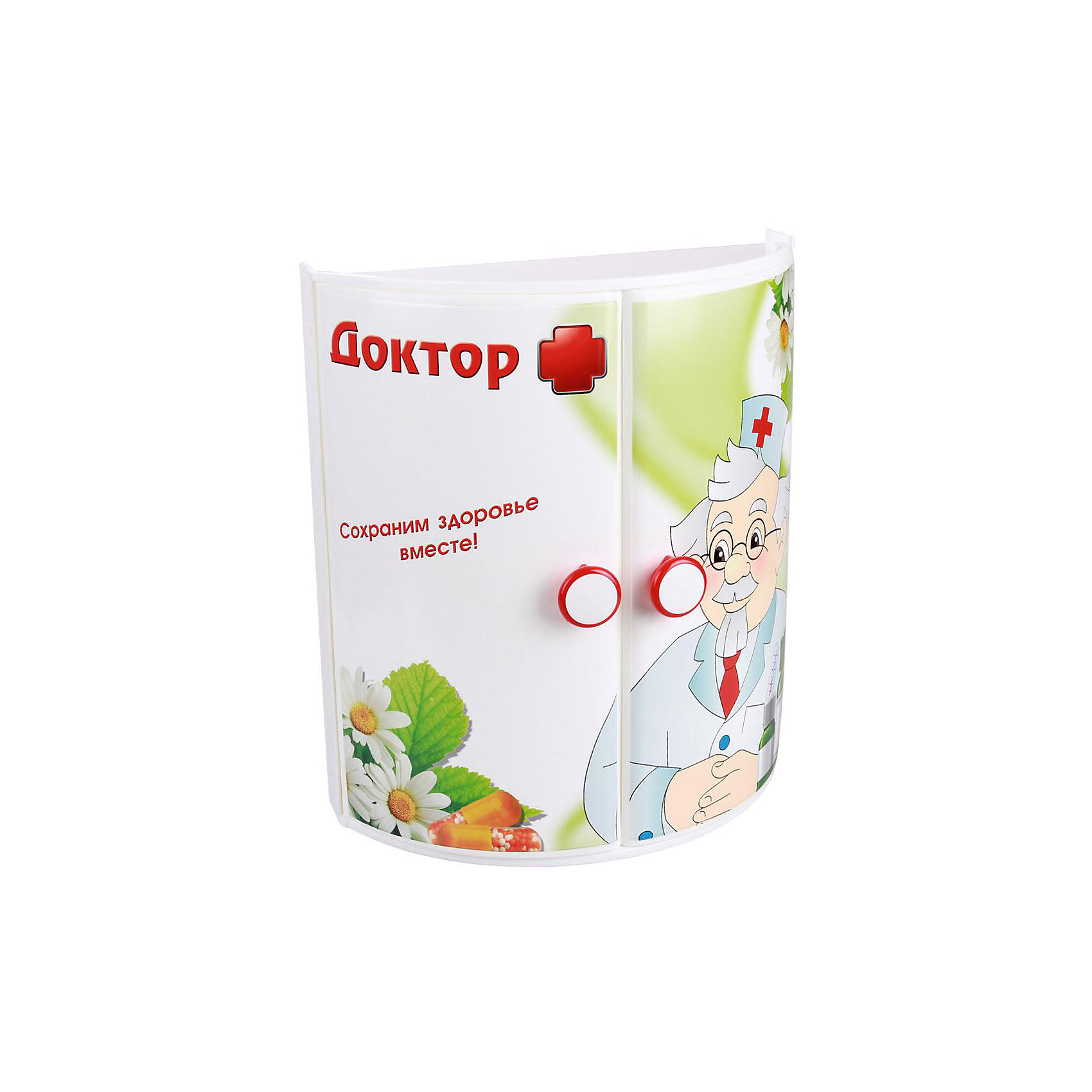 Полка для ванной Доктор + (прямая), Alternativa Полка для ванной Доктор + (прямая), AlternativaВанная комната<br>Характеристики:<br><br>• Предназначение: для ванной<br>• Материал: пластик<br>• Цвет: красный, белый, зеленый<br>• Размер (Д*Ш*В): 32,5*17,5*38,5 см<br>• Форма: прямоугольный<br>• Наличие 3-х полок и дверц<br>• Особенности ухода: разрешается мыть теплой водой<br><br>Полка для ванной Доктор + (прямая), Alternativa изготовлена отечественным производителем ООО ЗПИ Альтернатива, который специализируется на выпуске широкого спектра изделий из пластика. Изделие выполнено из безопасного и прочного пластика, устойчивого к механическим повреждениям. Полка имеет прямоугольныйольную форму, 3 полки и две дверцы. Дверцы оформлены ярким рисунком медицинской тематики. Полка для ванной Доктор + (прямая), Alternativa может не только обеспечить порядок на кухне, но и стать ярким предметом в детской комнате. <br><br>Полку для ванной Доктор + (прямая), Alternativa можно купить в нашем интернет-магазине.<br><br>Ширина мм: 330<br>Глубина мм: 170<br>Высота мм: 380<br>Вес г: 1135<br>Возраст от месяцев: 6<br>Возраст до месяцев: 588<br>Пол: Унисекс<br>Возраст: Детский<br>SKU: 5096667
