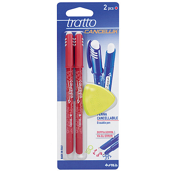 Шариковая ручка "пиши-стирай" 2 шт в блистере + дополнительный ластик, цвет красный.