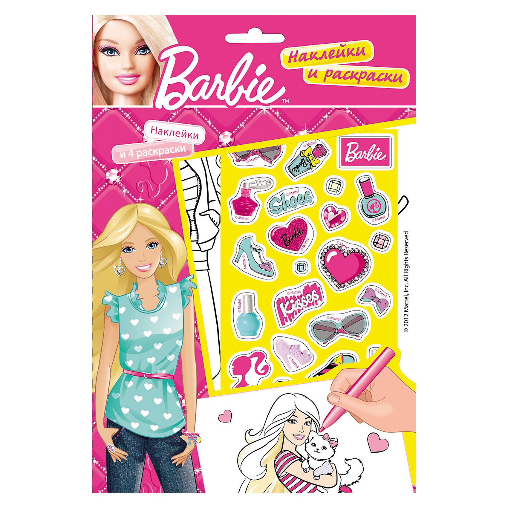 Наклейки и раскраски, Barbie Наклейки и раскраски, BarbieНаклейки и раскраски, Barbie<br><br>Характеристики:<br>- В набор входит: листы для раскрашивания, наклейки<br>- количество страниц: 5<br>- формат: 26 * 0,2 * 18 см.<br>- Тип обложки: мягкая<br>- вес: 44 гр.<br>Красивые раскраски с изображениями любимой куклы Barbie (Барби) понравятся каждой девочке и она приложит все старания, чтобы раскрасить их прилежно. Яркие наклейки с аксессуарами от Барби можно использовать для украшения тетрадей или самой раскраски про Барби. А можно и нарисовать что-то свое и добавить в свою картинку немного от Барби. Наклейки будут отлично смотреться и в открытках, на конвертах или подарочных упаковках. В набор входит 1 лист с наклейками и четыре листа с раскрасками. Работая с раскрасками ребенок развивает мелкую моторику, усидчивость, чувство цвета и развивает творческие способности. Также доказано положительное влияние раскрасок на психологическое развитие. Кроме всех полезных свойств раскраски это еще и отличное времяпровождение в компании с любимыми героями и воображением. <br>Наклейки и раскраски, Barbie (Барби) можно купить в нашем интернет-магазине.<br>Подробнее:<br>• Для детей в возрасте: от 3 до 6 лет<br>• Номер товара: 5109598<br>Страна производитель: Российская Федерация<br><br>Ширина мм: 260<br>Глубина мм: 180<br>Высота мм: 2<br>Вес г: 44<br>Возраст от месяцев: 36<br>Возраст до месяцев: 72<br>Пол: Женский<br>Возраст: Детский<br>SKU: 5109598