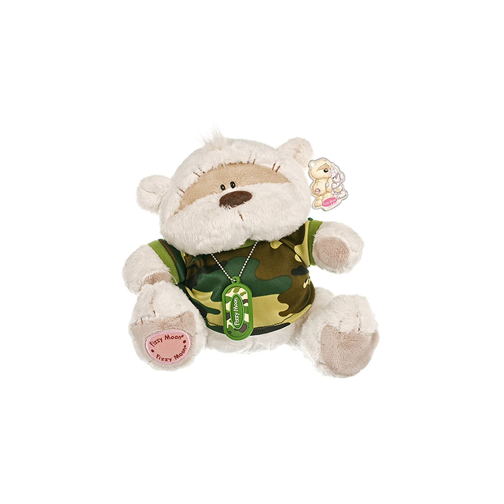 Мишка, 20 см, Fizzy Moon Мишка, 20 см, Fizzy MoonМедвежата<br>Мишка, 20 см, Fizzy Moon (Физзи Мун).<br><br>Характеристики:<br><br>- Размер: 20 см.<br>- Материал: искусственный мех, текстиль<br><br>Сидящий медвежонок по имени Физзи Мун в камуфляжной футболке и с армейским жетоном на шее с надписью Fizzy Moon вызывает только положительные эмоции. Трогательный и обаятельный мишка порадует как детей, так и взрослых. У мишки умилительная смешная мордашка, забавный носик и черные как угольки глазки. Он изготовлен из высококачественных материалов. Fizzy Moon (Физзи Мун) всемирно известный бренд игрушек, который уже завоевал любовь и популярность! Добрый мишка Физзи Мун станет отличным подарком!<br><br>Мишку, 20 см, Fizzy Moon (Физзи Мун) можно купить в нашем интернет-магазине.<br><br>Ширина мм: 100<br>Глубина мм: 60<br>Высота мм: 200<br>Вес г: 280<br>Возраст от месяцев: 36<br>Возраст до месяцев: 2147483647<br>Пол: Мужской<br>Возраст: Детский<br>SKU: 5119976