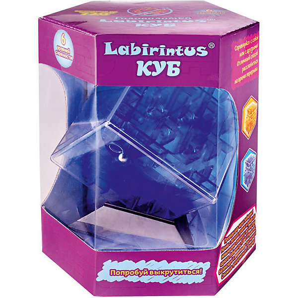 Лабиринтус Куб, 10см, синий, прозрачный, Labirintus