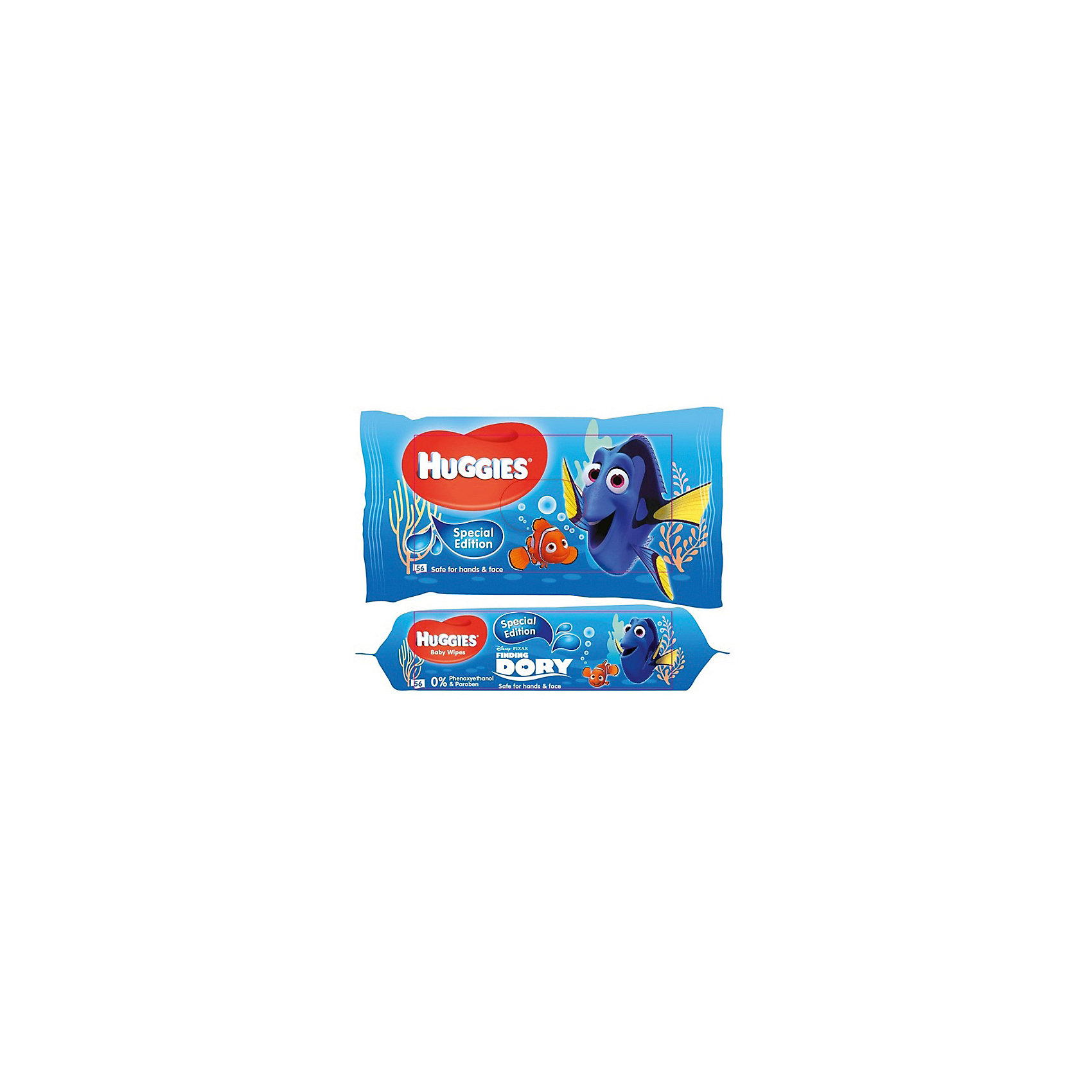 Детские влажные салфетки Рыбка Дори (56 шт.), Huggies Детские влажные салфетки Рыбка Дори (56 шт.), HuggiesВлажные салфетки<br>Детские влажные салфетки Рыбка Дори (56 шт.), Huggies<br><br>Характеристики:<br><br>-В упаковке: 56 штук<br>-Безопасный материал для кожи ребёнка<br>-Содержит алое и витамин Е<br>-Без спирта и парабенов<br><br>Гигиена для ребенка - это залог его здоровья. Детские влажные салфетки Рыбка Дори (56 шт.), Huggies помогут позаботиться о чистоте вашего ребёнка. Салфетки абсолютно безопасны для ребёнка. Многослойная текстура обеспечит нежный уход и позволит убрать грязь без всяких затруднений. А яркая упаковка с главными героями мультфильма Дори поможет быстр приучить ребёнка к гигиене.<br><br>Детские влажные салфетки Рыбка Дори (56шт.), Huggies можно приобрести в нашем интернет-магазине.<br><br>Ширина мм: 150<br>Глубина мм: 100<br>Высота мм: 150<br>Вес г: 500<br>Возраст от месяцев: 0<br>Возраст до месяцев: 36<br>Пол: Унисекс<br>Возраст: Детский<br>SKU: 5126872