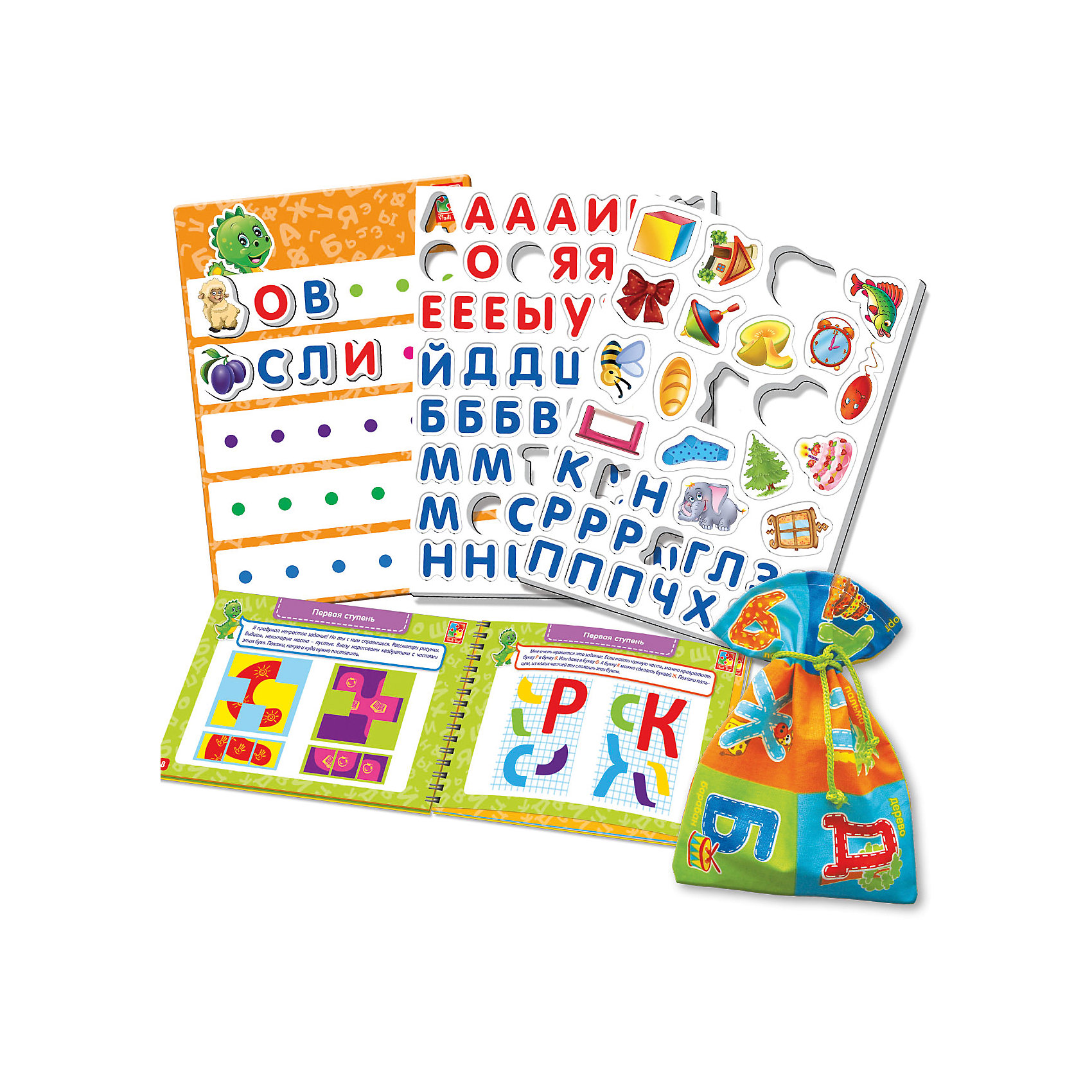 Настольная игра Больше чем Азбука, Vladi Toys Настольная игра Больше чем Азбука, Vladi ToysИгры для дошкольников<br>Характеристики:<br><br>• Вид игр: обучающие, развивающие<br>• Серия: Настольные игры<br>• Пол: универсальный<br>• Материал: картон, пластик, текстиль, магнит<br>• Цвет: голубой, красный, оранжевый, зеленый, желтый и др.<br>• Комплектация: магнитная доска, декоративные наклейки, 73 магнитные буквы, 19 магнитных картинок, игровой кубик, методическое пособие с заданиями, текстильный мешочек<br>• Размеры упаковки (Д*Ш*В): 39,5*7,5*30 см<br>• Тип упаковки: картонный чемоданчик<br>• Вес в упаковке: 950 г<br>• Предусмотрено несколько вариантов игр<br>• Возможность вариации заданий по сложности <br><br><br>Настольная игра Больше чем Азбука, Vladi Toys, производителем которых является компания, специализирующаяся на выпуске развивающих игр, давно уже стали популярными среди аналогичной продукции. Развивающие настольные игры являются эффективным способом развития и обучения ребенка. Игра Больше чем Азбука отличается комплексным подходом к подготовке ребенка к школе: в ней предусмотрены игры и задания разного уровня сложности. Все элементы отличаются яркостью красок и наглядностью. Все используемые в производстве материалы являются экологически безопасными, не вызывают аллергии, не имеют запаха. Набор состоит из магнитной доски, набора из 73 букв с мешочком для их хранения, декоративных наклеек и 19 магнитных картинок. В комплекте предусмотрено пособие с разноуровневыми заданиями с главным героем динозавриком Тимой.<br>Занятия с настольной игрой Больше чем Азбука, Vladi Toys позволят в легкой игровой форме выучить буквы и звуки, составлять слова и предложения, развивать воображение и обогатить словарный запас ребенка.<br><br>Настольную игру Больше чем Азбука, Vladi Toys можно купить в нашем интернет-магазине.<br><br>Ширина мм: 395<br>Глубина мм: 70<br>Высота мм: 300<br>Вес г: 950<br>Возраст от месяцев: 24<br>Возраст до месяцев: 84<br>Пол: Унисекс<br>Возраст: Детский<br>SKU: 5136104