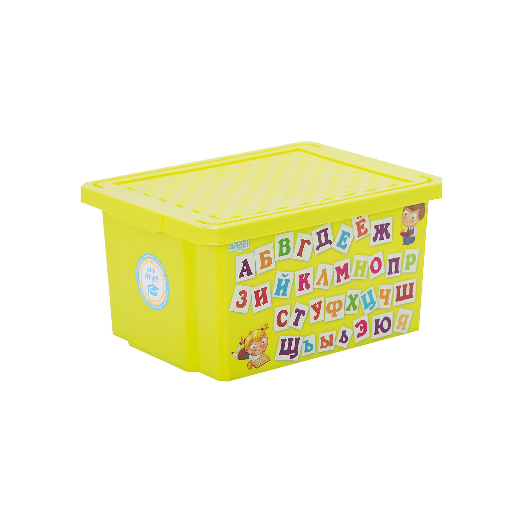 Ящик для хранения игрушек X-BOX Обучайка Азбука 17л, Little Angel, салатовый Ящик для хранения игрушек X-BOX Обучайка Азбука 17л, Little Angel, салатовыйПорядок в детской<br>Характеристики ящика для хранения игрушек X-BOX Обучайка Азбука 17л, Little Angel, салатовый:<br><br>- возраст: от 3 лет<br>- пол: для мальчиков и девочек<br>- цвет: салатовый.<br>- материал: полипропилен.<br>- размер упаковки: 79 * 39 * 48.5 см.<br>- размер ящика: 40.5 * 30.5 * 21 см.<br>- вместимость: 17 л.<br>- вес: 0.65 кг.<br>- бренд: Little Angel<br>- страна обладатель бренда: Россия.<br><br>Детский ящик для хранения игрушек X-Box Обучайка Азбука торговой марки Little Angel представляет собой очень легкую и удобную в эксплуатации емкость яркого салатового цвета. На одной стороне ящика есть красочное изображение в виде иллюстрированных карточек с буквами, которые помогут Вашему малышу быстрее запомнить буквы в игровой форме.<br><br>Детский ящик для хранения игрушек X-Box Обучайка Азбука торговой марки Little Angel можно купить в нашем интернет-магазине.<br><br>Ширина мм: 405<br>Глубина мм: 305<br>Высота мм: 210<br>Вес г: 733<br>Возраст от месяцев: 24<br>Возраст до месяцев: 72<br>Пол: Унисекс<br>Возраст: Детский<br>SKU: 5136377