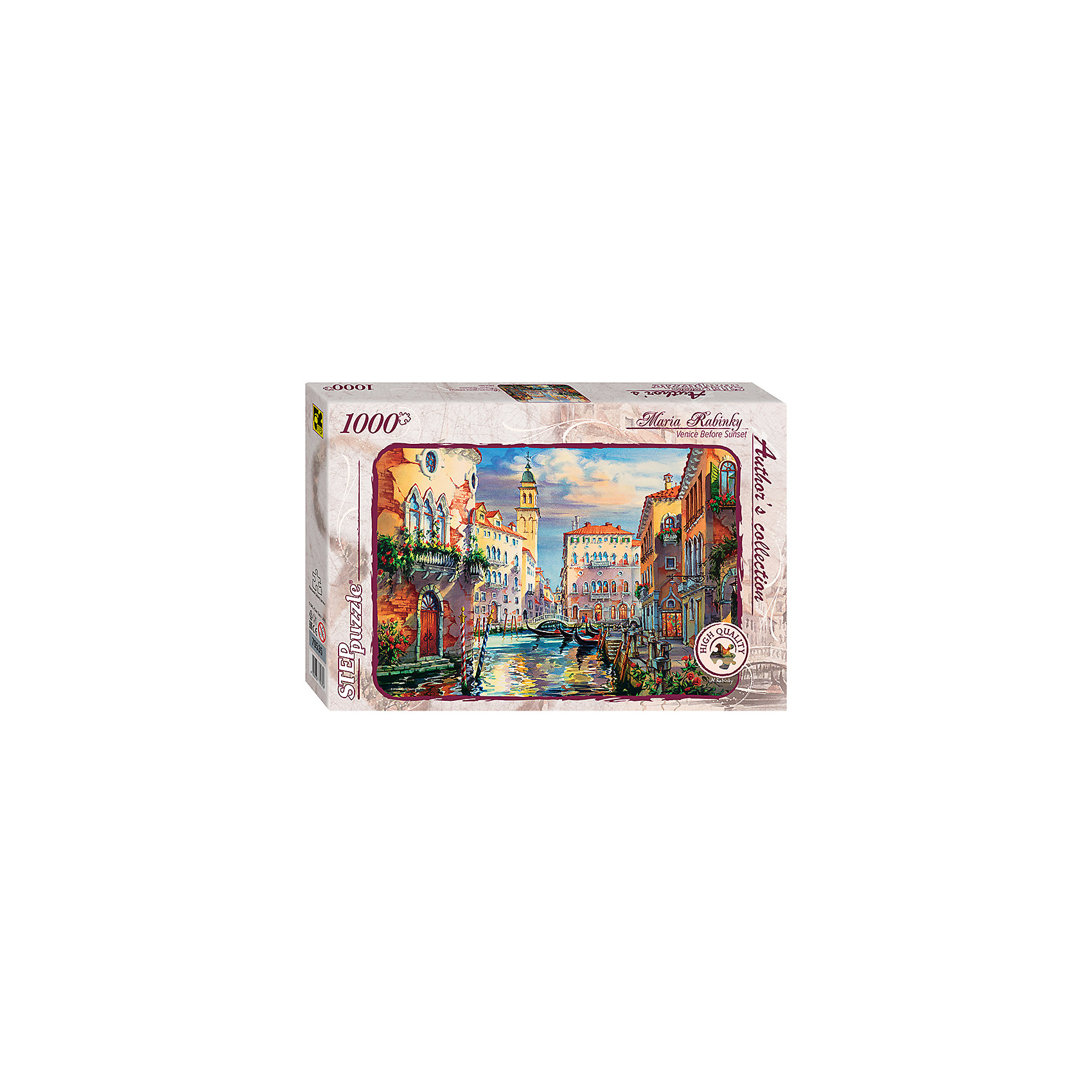 Пазл Венеция перед закатом, 1000 деталей, Step Puzzle Пазл Венеция перед закатом, 1000 деталей, Step PuzzleКоличество деталей<br>Характеристики товара:<br><br>- цвет: разноцветный;<br>- материал: картон;<br>- деталей: 1000;<br>- высокая точность подгонки элементов;<br>- отличное качество печати;<br>- упаковка: коробка.<br><br>Собирать пазлы любят и дети, и взрослые! Это занятие может не только позволять весело проводить время, но и помогать всестороннему развитию ребенка. Изделие представляет собой детали, из которых нужно собрать очень красивую картинку. Все детали отлично проработаны, готовое изображение можно даже зафиксировать на бумаге и украсить им интерьер!<br>Собирание пазлов поможет формированию разных навыков, оно помогает развить тактильное восприятие, мелкую моторику, воображение, внимание и логику. Изделие произведено из качественных материалов, безопасных для ребенка. Набор станет отличным подарком детям!<br><br>Пазл Венеция перед закатом, 1000 деталей, от бренда Step Puzzle можно купить в нашем интернет-магазине.<br><br>Ширина мм: 400<br>Глубина мм: 270<br>Высота мм: 55<br>Вес г: 780<br>Возраст от месяцев: 84<br>Возраст до месяцев: 180<br>Пол: Унисекс<br>Возраст: Детский<br>SKU: 5138177