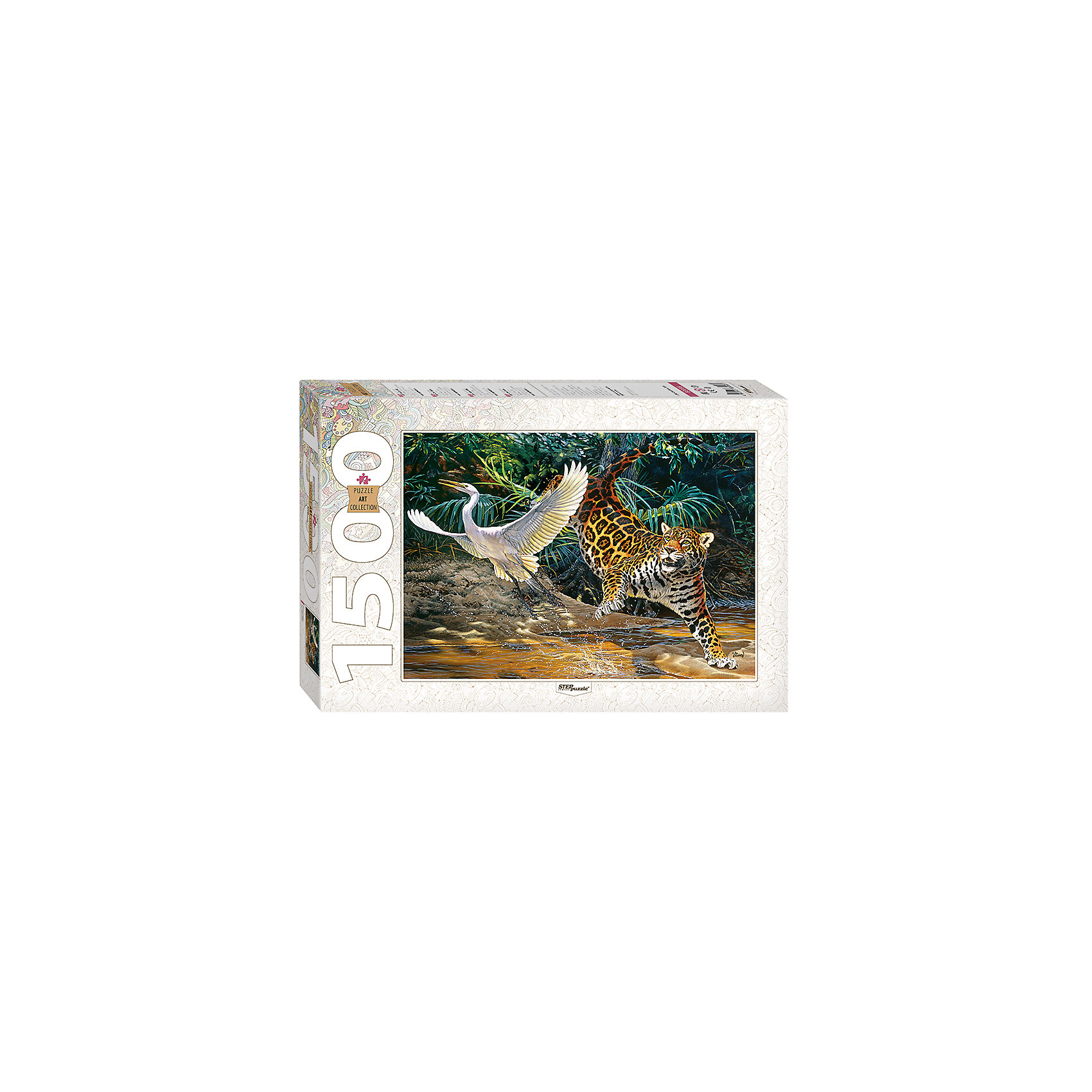 Пазл Охота у воды, 1500 деталей, Step Puzzle Пазл Охота у воды, 1500 деталей, Step PuzzleКоличество деталей<br>Характеристики товара:<br><br>- цвет: разноцветный;<br>- материал: картон;<br>- деталей: 1500;<br>- высокая точность подгонки элементов;<br>- отличное качество печати;<br>- упаковка: коробка.<br><br>Собирать пазлы любят и дети, и взрослые! Это занятие может не только позволять весело проводить время, но и помогать всестороннему развитию ребенка. Изделие представляет собой детали, из которых нужно собрать очень красивую картинку. Все детали отлично проработаны, готовое изображение можно даже зафиксировать на бумаге и украсить им интерьер!<br>Собирание пазлов поможет формированию разных навыков, оно помогает развить тактильное восприятие, мелкую моторику, воображение, внимание и логику. Изделие произведено из качественных материалов, безопасных для ребенка. Набор станет отличным подарком детям!<br><br>Пазл Охота у воды, 1500 деталей, от бренда Step Puzzle можно купить в нашем интернет-магазине.<br><br>Ширина мм: 400<br>Глубина мм: 270<br>Высота мм: 55<br>Вес г: 960<br>Возраст от месяцев: 84<br>Возраст до месяцев: 180<br>Пол: Унисекс<br>Возраст: Детский<br>SKU: 5138179