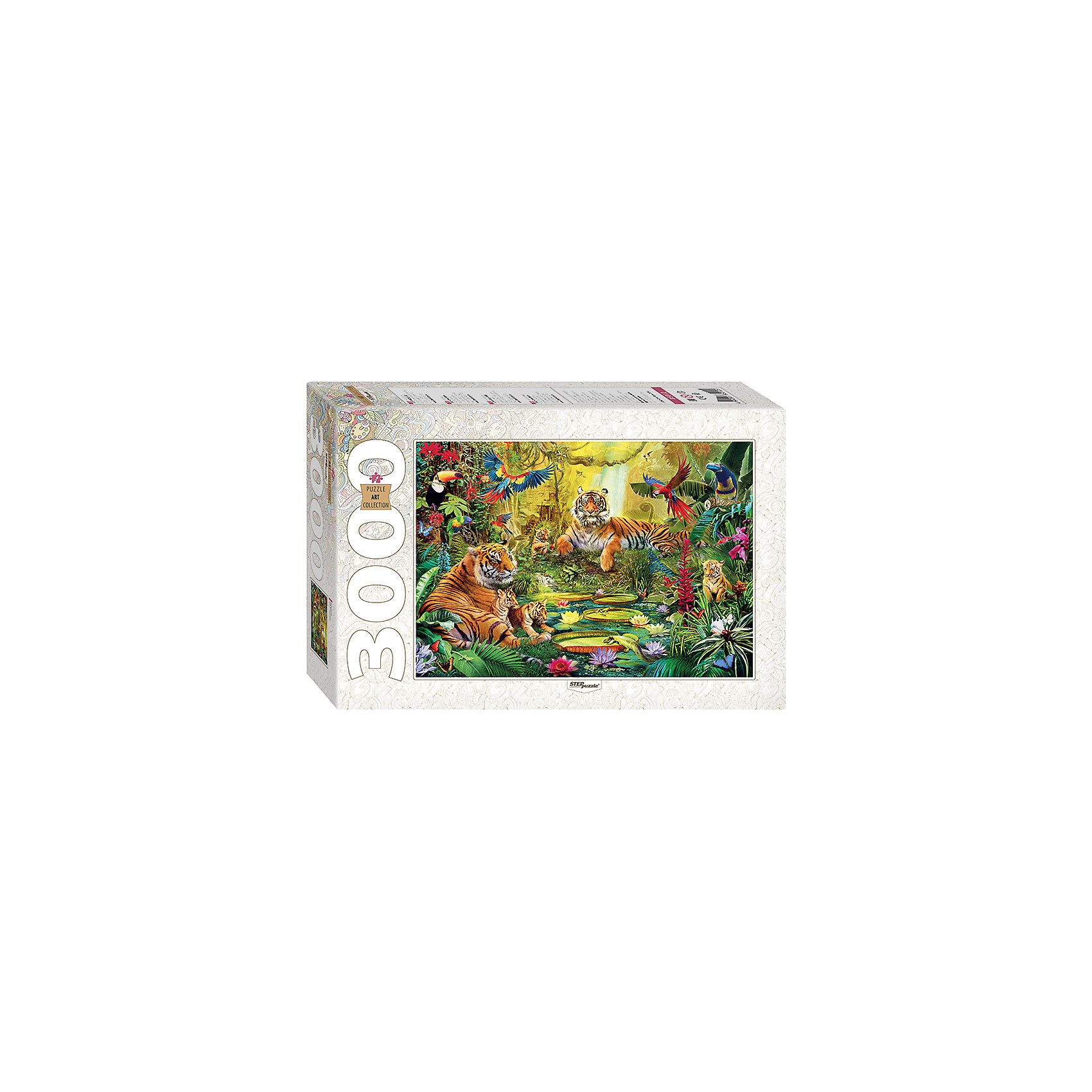 Пазл В джунглях, 3000 деталей, Step Puzzle Пазл В джунглях, 3000 деталей, Step PuzzleКлассические пазлы<br>Характеристики товара:<br><br>- цвет: разноцветный;<br>- материал: картон;<br>- деталей: 3000;<br>- высокая точность подгонки элементов;<br>- отличное качество печати;<br>- упаковка: коробка.<br><br>Собирать пазлы любят и дети, и взрослые! Это занятие может не только позволять весело проводить время, но и помогать всестороннему развитию ребенка. Изделие представляет собой детали, из которых нужно собрать очень красивую картинку. Все детали отлично проработаны, готовое изображение можно даже зафиксировать на бумаге и украсить им интерьер!<br>Собирание пазлов поможет формированию разных навыков, оно помогает развить тактильное восприятие, мелкую моторику, воображение, внимание и логику. Изделие произведено из качественных материалов, безопасных для ребенка. Набор станет отличным подарком детям!<br><br>Пазл В джунглях, 3000 деталей, от бренда Step Puzzle можно купить в нашем интернет-магазине.<br><br>Ширина мм: 400<br>Глубина мм: 270<br>Высота мм: 85<br>Вес г: 2750<br>Возраст от месяцев: 84<br>Возраст до месяцев: 180<br>Пол: Унисекс<br>Возраст: Детский<br>SKU: 5138186