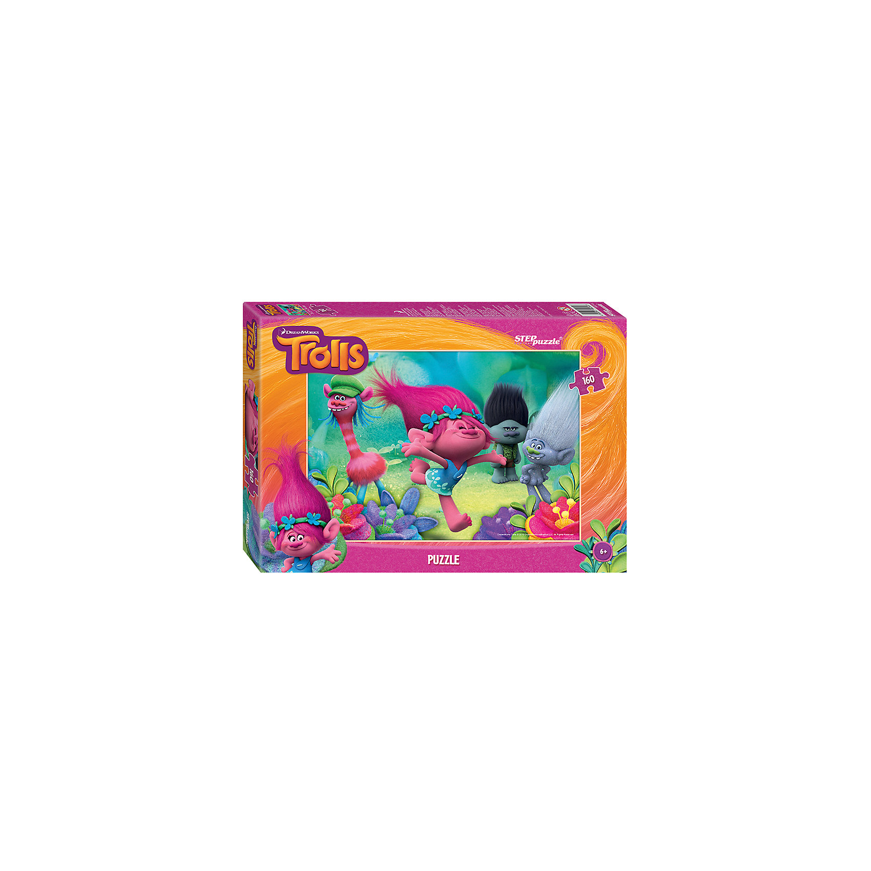 Пазл Тролли, 160 деталей, Step Puzzle Пазл Тролли, 160 деталей, Step PuzzleТролли<br>Характеристики товара:<br><br>- цвет: разноцветный;<br>- материал: картон;<br>- размер деталей: 2х2,2 см;<br>- деталей: 160;<br>- высокая точность подгонки элементов;<br>- размер собранного изображения: 34,5?24 см;<br>- отличное качество печати;<br>- упаковка: коробка.<br><br>Собирать пазлы любят и дети, и взрослые! Это занятие может не только позволять весело проводить время, но и помогать всестороннему развитию ребенка. Изделие представляет собой детали, из которых нужно собрать очень красивую картинку. Все детали отлично проработаны, готовое изображение можно даже зафиксировать на бумаге и украсить им интерьер!<br>Собирание пазлов поможет формированию разных навыков, оно помогает развить тактильное восприятие, мелкую моторику, воображение, внимание и логику. Изделие произведено из качественных материалов, безопасных для ребенка. Набор станет отличным подарком детям!<br><br>Пазл Тролли, 160 деталей, от бренда Step Puzzle можно купить в нашем интернет-магазине.<br><br>Ширина мм: 280<br>Глубина мм: 195<br>Высота мм: 40<br>Вес г: 230<br>Возраст от месяцев: 36<br>Возраст до месяцев: 120<br>Пол: Унисекс<br>Возраст: Детский<br>SKU: 5138188