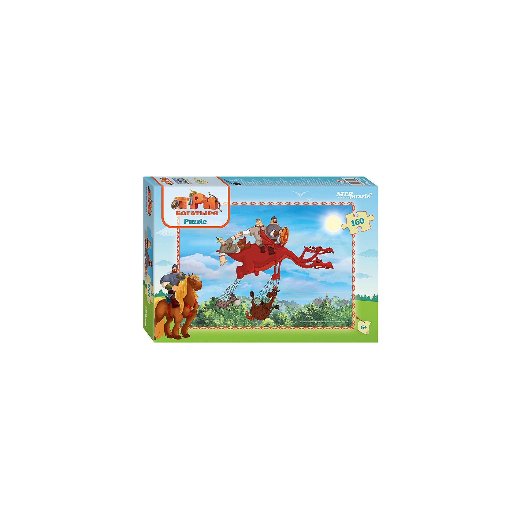 Пазл Три богарыря, 160 деталей, Step Puzzle Пазл Три богарыря, 160 деталей, Step PuzzleКоличество деталей<br>Характеристики товара:<br><br>- цвет: разноцветный;<br>- материал: картон;<br>- размер деталей: 2х2,2 см;<br>- деталей: 160;<br>- высокая точность подгонки элементов;<br>- размер собранного изображения: 34,5?24 см;<br>- отличное качество печати;<br>- упаковка: коробка.<br><br>Собирать пазлы любят и дети, и взрослые! Это занятие может не только позволять весело проводить время, но и помогать всестороннему развитию ребенка. Изделие представляет собой детали, из которых нужно собрать очень красивую картинку. Все детали отлично проработаны, готовое изображение можно даже зафиксировать на бумаге и украсить им интерьер!<br>Собирание пазлов поможет формированию разных навыков, оно помогает развить тактильное восприятие, мелкую моторику, воображение, внимание и логику. Изделие произведено из качественных материалов, безопасных для ребенка. Набор станет отличным подарком детям!<br><br>Пазл Три богарыря, 160 деталей, от бренда Step Puzzle можно купить в нашем интернет-магазине.<br><br>Ширина мм: 280<br>Глубина мм: 195<br>Высота мм: 40<br>Вес г: 230<br>Возраст от месяцев: 36<br>Возраст до месяцев: 120<br>Пол: Унисекс<br>Возраст: Детский<br>SKU: 5138190