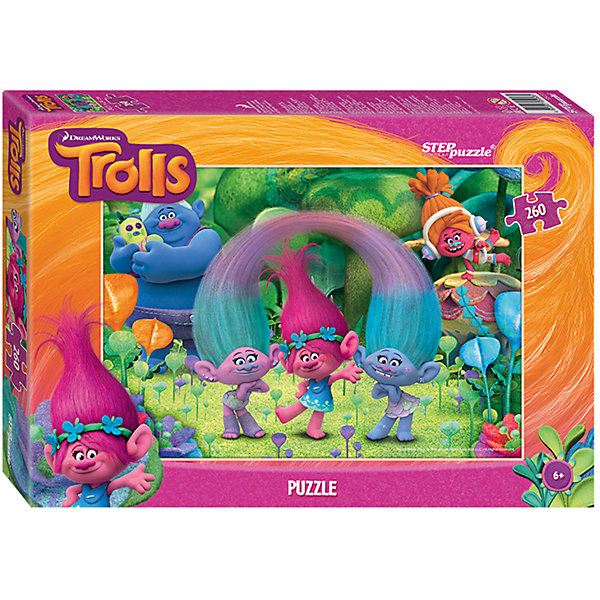 Пазл Тролли, 260 деталей, Step Puzzle Пазл Тролли, 260 деталей, Step PuzzleПазлы классические<br>Характеристики товара:<br><br>- цвет: разноцветный;<br>- материал: картон;<br>- размер деталей: 1,7х2,1 см;<br>- деталей: 260;<br>- высокая точность подгонки элементов;<br>- размер собранного изображения: 34,5?24 см;<br>- отличное качество печати;<br>- упаковка: коробка.<br><br>Собирать пазлы любят и дети, и взрослые! Это занятие может не только позволять весело проводить время, но и помогать всестороннему развитию ребенка. Изделие представляет собой детали, из которых нужно собрать очень красивую картинку. Все детали отлично проработаны, готовое изображение можно даже зафиксировать на бумаге и украсить им интерьер!<br>Собирание пазлов поможет формированию разных навыков, оно помогает развить тактильное восприятие, мелкую моторику, воображение, внимание и логику. Изделие произведено из качественных материалов, безопасных для ребенка. Набор станет отличным подарком детям!<br><br>Пазл Тролли, 260 деталей, от бренда Step Puzzle можно купить в нашем интернет-магазине.<br><br>Ширина мм: 280<br>Глубина мм: 195<br>Высота мм: 34<br>Вес г: 271<br>Возраст от месяцев: 36<br>Возраст до месяцев: 120<br>Пол: Унисекс<br>Возраст: Детский<br>Количество деталей: 260<br>SKU: 5138192