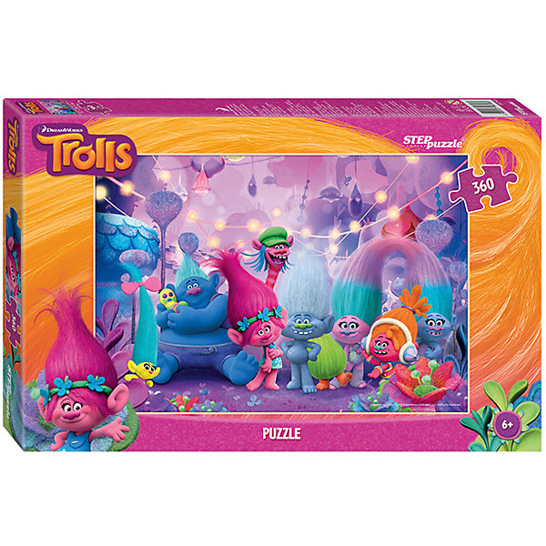 Пазл Тролли, 360 деталей, Step Puzzle Пазл Тролли, 360 деталей, Step PuzzleПазлы классические<br>Характеристики товара:<br><br>- цвет: разноцветный;<br>- материал: картон;<br>- размер деталей: 2,1?2,3 см;<br>- деталей: 360;<br>- высокая точность подгонки элементов;<br>- размер собранного изображения: 34,5?50 см;<br>- отличное качество печати;<br>- упаковка: коробка.<br><br>Собирать пазлы любят и дети, и взрослые! Это занятие может не только позволять весело проводить время, но и помогать всестороннему развитию ребенка. Изделие представляет собой детали, из которых нужно собрать очень красивую картинку. Все детали отлично проработаны, готовое изображение можно даже зафиксировать на бумаге и украсить им интерьер!<br>Собирание пазлов поможет формированию разных навыков, оно помогает развить тактильное восприятие, мелкую моторику, воображение, внимание и логику. Изделие произведено из качественных материалов, безопасных для ребенка. Набор станет отличным подарком детям!<br><br>Пазл Тролли, 360 деталей, от бренда Step Puzzle можно купить в нашем интернет-магазине.<br><br>Ширина мм: 335<br>Глубина мм: 215<br>Высота мм: 39<br>Вес г: 350<br>Возраст от месяцев: 36<br>Возраст до месяцев: 120<br>Пол: Унисекс<br>Возраст: Детский<br>Количество деталей: 360<br>SKU: 5138196