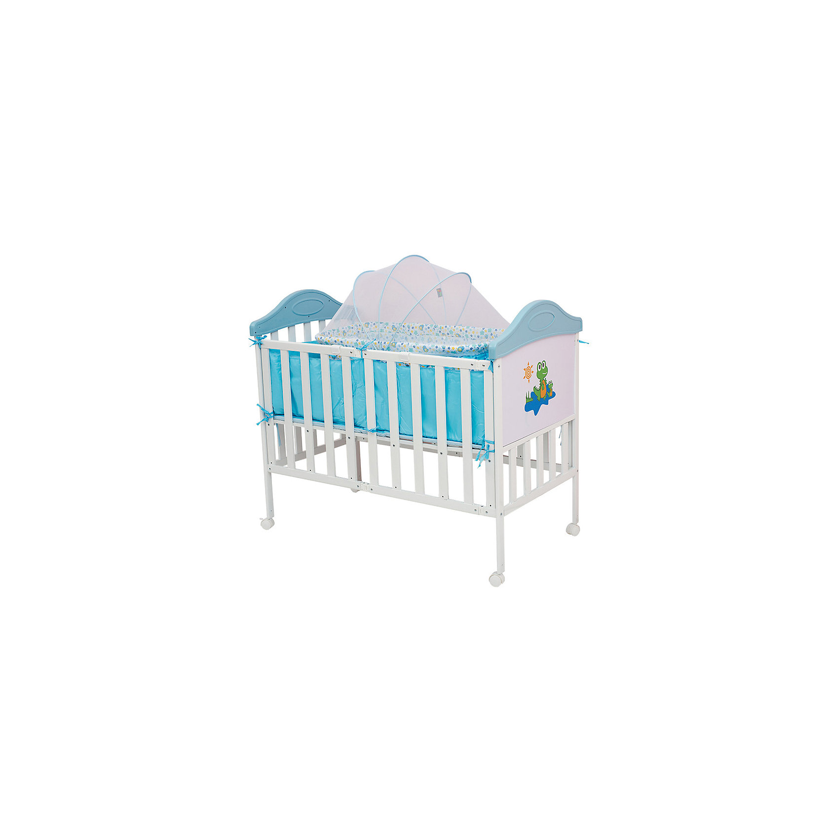 Металлическая кроватка SLEEPY COMPACT, Babyhit, белый/голубой Металлическая кроватка SLEEPY COMPACT, Babyhit, белый/голубойКроватки<br>Новинка 2016 года!<br>Металлическая кроватка Babyhit Compact<br>Кроватка выполнена «под крашенное дерево». Профиль прямоугольного сечения <br>Размер спального места 120 х 60 см<br>4 колеса со стопорами<br>Компактное складывание «гармошкой» для кратковременного и долговременного хранения<br>В комплекте: люлька для новорожденного с москитной сеткой, матрасик, мягкие бортики, москитная сетка-балдахин<br><br>Ширина мм: 1000<br>Глубина мм: 180<br>Высота мм: 720<br>Вес г: 29000<br>Возраст от месяцев: 0<br>Возраст до месяцев: 36<br>Пол: Унисекс<br>Возраст: Детский<br>SKU: 5139258