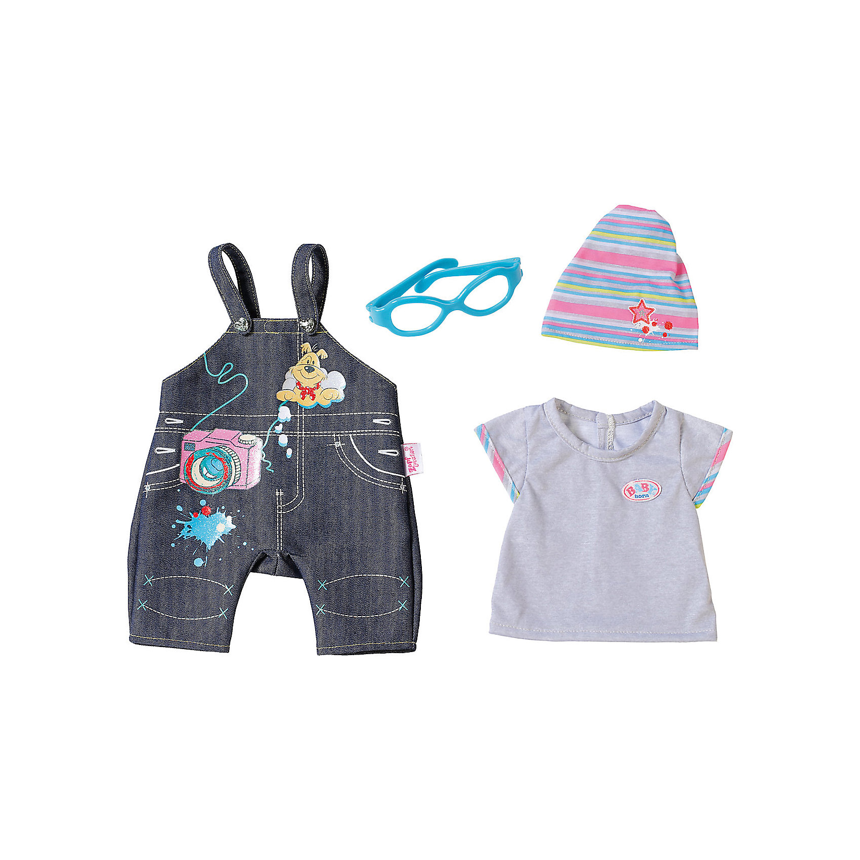Одежда Джинсовая, BABY born, серая Одежда Джинсовая, BABY born, сераяБренды кукол<br>Характеристики товара:<br><br>- цвет: разноцветный;<br>- материал: тестиль;<br>- комплектация: футболка, комбинезон, шапка, очки;<br>- размер упаковки: 37х8х28 см.<br><br>Кукольная одежда – мечта всех девочек, обожающих играть в дочки-матери! Куклы Бэби Борн – абсолютные фавориты среди детских игрушек. Одно из преимуществ моделей – возможность переодевать куклу на свое усмотрение. Такой набор одежды – интересный и необычный вариант разнообразить игры с куклой. Комплект представлен в новой коллекции одежды для куклы Бэби борн. Вещи, футболка, комбинезон, шапка, очки, очень модно и нарядно смотрятся. Материалы, использованные при изготовлении изделия, абсолютно безопасны и полностью отвечают международным требованиям по качеству детских товаров.<br><br>Одежду Джинсовую, BABY born, можно купить в нашем интернет-магазине.<br><br>Ширина мм: 366<br>Глубина мм: 281<br>Высота мм: 81<br>Вес г: 284<br>Возраст от месяцев: 36<br>Возраст до месяцев: 2147483647<br>Пол: Женский<br>Возраст: Детский<br>SKU: 5140225