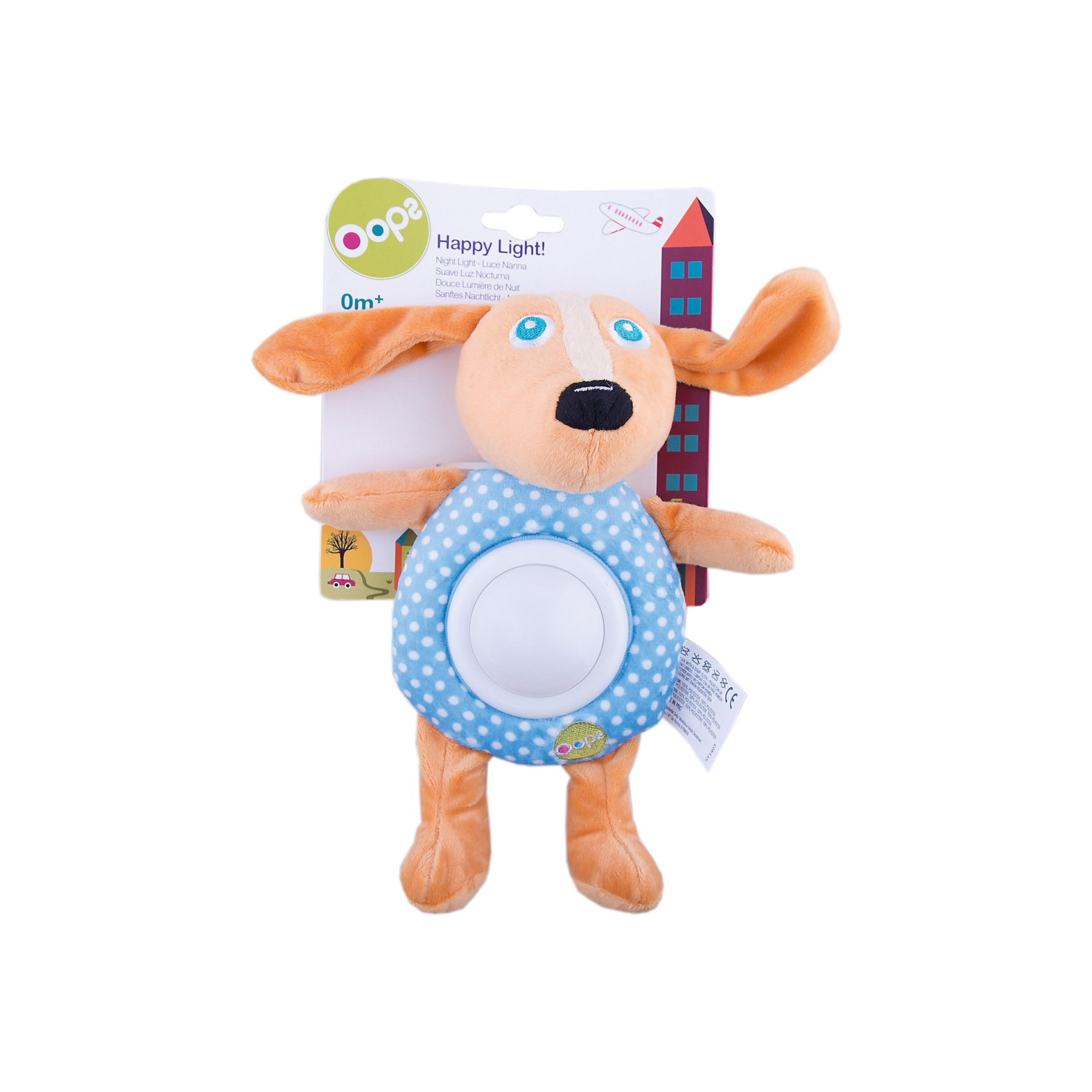 Игрушка-ночник Собака, Oops Игрушка-ночник Собака, OopsНочники и проекторы<br>Характеристики игрушки-ночника Собака:<br><br>- тип ночника: детский<br>- назначение: освещение детских комнат<br>- крепление: настольное<br>- количество ламп: 1 шт.<br>- материал плафона: пластик<br>- тип выключателя: механический<br>- размеры: 19 * 24 * 9 см <br>- размер упаковки (дхшхв): 20* 18 * 8 см <br>- вес в упаковке: 110 г<br>- электропитание: 2 ААА<br>- форм-фактор батареи: AAA (LR03)<br>- количество элементов питания: 2 шт.<br>- комплектация ночник: 3 батарейки АА<br>- вес в упаковке: 115 г<br>- производитель: Oops (Китай).<br><br>Ночник Собака – это мягконабивная игрушка для детей от 2-3 месяцев. Мягкий ночничок в виде смешной собачки поможет Вашему малышу быстро заснуть. С такой мягкой и приятной на ощупь игрушкой ребенку будет приятно и спокойно, как днём во время игры, так и вечером. Если нажать на животик собачки, то загорится свет от ночника. <br>Цвета на ночнике могут меняться на зеленый, красный, синий и желтый.<br><br>Игрушка-ночник Собака торговой марки Oops (Упс) можно купить в нашем интернет-магазине.<br><br>Ширина мм: 160<br>Глубина мм: 60<br>Высота мм: 270<br>Вес г: 225<br>Возраст от месяцев: 24<br>Возраст до месяцев: 60<br>Пол: Унисекс<br>Возраст: Детский<br>SKU: 5146698