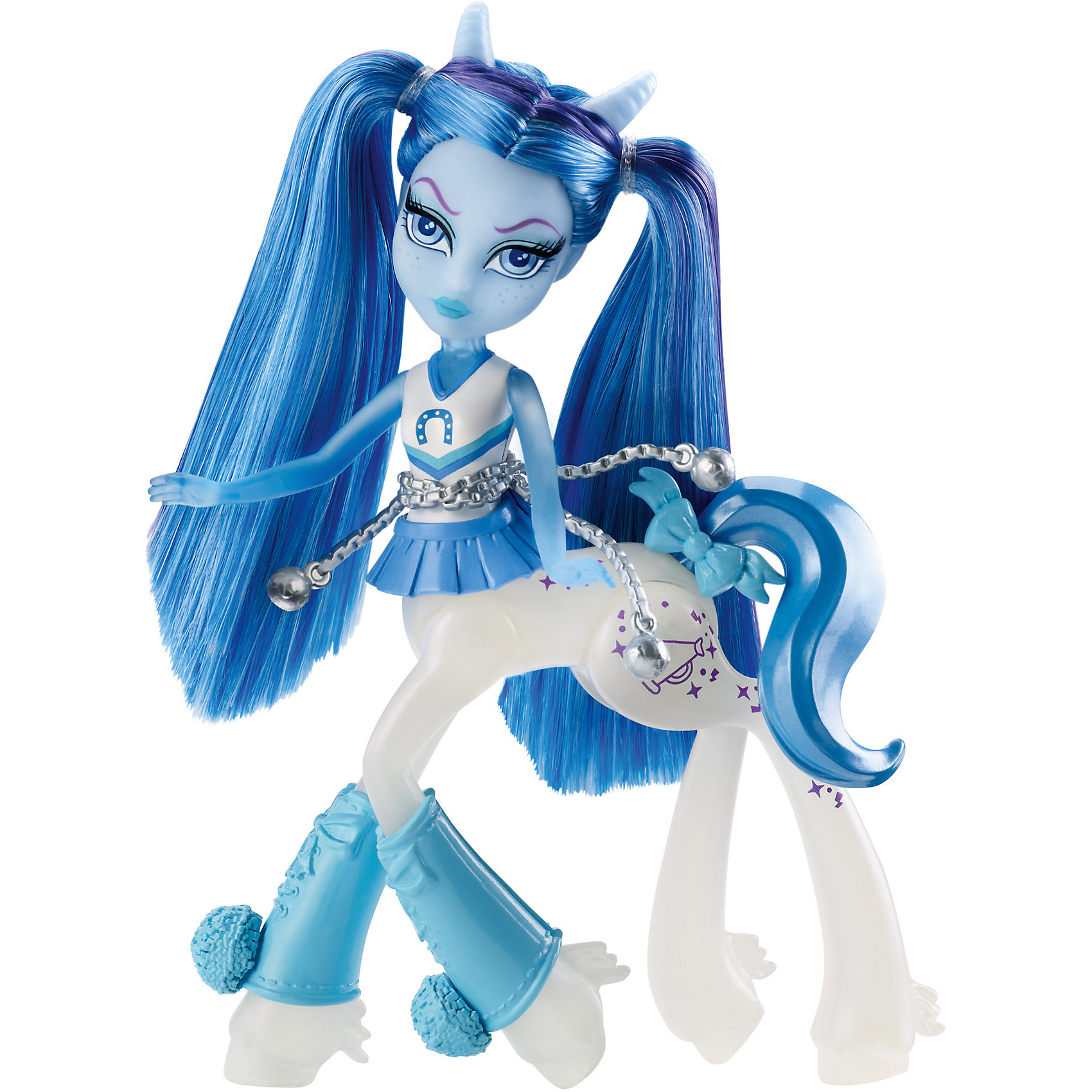 Кукла Скайра Баунсгейт, Fright-Mares, Monster High Кукла Скайра Баунсгейт, Fright-Mares, Monster HighПопулярные игрушки<br>Характеристики:<br><br>• Вид игр: сюжетно-ролевые, для коллекционирования<br>• Пол: для девочки<br>• Серия: Мини-кентавры (Monster High Fright-Mares Fawtine Fallowhart Doll)<br>• Материал: пластик, полимер<br>• Цвет: белый, голубой<br>• Высота куклы: 14,5 см<br>• Подвижные части тела<br>• Наличие украшение для хвоста, ног, талии<br>• Тип упаковки: картонная коробка<br>• Размеры упаковки (Д*Ш*В): 21*17*6 см<br>• Вес: 150 г<br><br>Кукла Скайра Баунсгейт, Fright-Mares, Monster High – это мини-кукла новой серии от Mattel, которые предстают в новом образе – наполовину кентавров и наполовину монстров. У каждой мини-куклы свой уникальный стиль и внешний вид. Фаунтин Фэллоухарт – это лошадка-привидение с длинными голубыми волосами и сиреневыми прядями. На ней спортивная форма, выполненная в цветах школы, на талии имеется пояс из цепей, хвостик украшен маленьким бантиков. На голове имеются маленькие серебристые рожки. Все элементы куклы выполнены из безопасного и нетоксичного пластика и полимера, в туловище имеется шарнир, который позволяет поворачивать корпус куклы в разные сторона. Голова и руки – подвижные. <br><br>Куклу Скайру Баунсгейт, Fright-Mares, Monster High можно купить в нашем интернет-магазине.<br><br>Ширина мм: 205<br>Глубина мм: 60<br>Высота мм: 165<br>Вес г: 210<br>Возраст от месяцев: 72<br>Возраст до месяцев: 144<br>Пол: Женский<br>Возраст: Детский<br>SKU: 5147886
