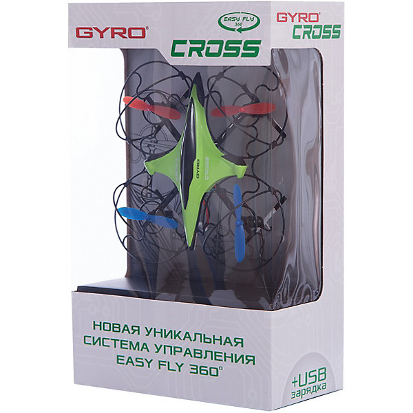 6-осевой Gyro-Cross квадрокоптер 2,4GHz, 4 канала, 1toy 6-осевой Gyro-Cross квадрокоптер 2,4GHz, 4 канала, 1toyИдеи подарков<br>6-осевой Gyro-Cross квадрокоптер 2,4GHz, 4 канала, 1toy (1 той).<br><br>Характеристики:<br><br>• Размеры: 16х16 см.<br>• Частота управления - 2,4GHz.<br>• Зарядное устройство: USB-кабель.<br>• Зарядка-25мин, полёт-8мин.<br>• Радиус действия: <br>до 50 метров. <br>• Аккумулятор: 3.7V/100mAh.<br>• Запасные лопасти: 4шт.<br>• Пульт работает от 3х батареек ААА (батарейки в комлект не входят).<br><br>Квадрокоптер Gyro Cross имеет размер 16 см, что позволяет запускать его как дома, так и на улице. Джойстик управления стилизован под традиционный геймерский пульт. Модель обладает рядом уникальных функций, которые значительно упрощают взаимодействие с квадрокоптером и делают полёт более увлекательным. Визуальный тримминг (отладка вращения) позволяет быстро и удобно отрегулировать управление моделью: после завершения процедуры настройки, квадрокоптер помигает диодами. Новая уникальная система управления EASY FLY 360° позволяет уверенно управлять квадрокоптером, где бы он не находился – перед пилотом или за спиной. При помощи этой функции, которая активируется в полете, квадрокоптер всегда будет следовать в том же направлении, что и джойстик пульта управления. Квадрокоптер имеет 2 скоростных режима.<br><br>6-осевой Gyro-Techno квадрокоптер 2,4GHz, 4 канала, 1toy (1 той), можно купить в нашем интернет – магазине.<br><br>Ширина мм: 190<br>Глубина мм: 300<br>Высота мм: 100<br>Вес г: 463<br>Возраст от месяцев: 60<br>Возраст до месяцев: 192<br>Пол: Мужской<br>Возраст: Детский<br>SKU: 5154275
