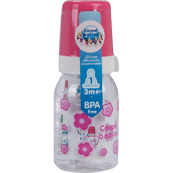 Бутылочка тритановая (BPA 0%) с сил. соской, 120 мл. 3+, Canpol Babies, розовый Бутылочка тритановая (BPA 0%) с сил. соской, 120 мл. 3+, Canpol Babies, розовый110 - 180 мл.<br>Бутылочка тритановая (BPA 0%) с сил. соской, 120 мл. 3+, Canpol Babies, (Канпол Бейбис), розовый.<br><br>Характеристики: <br><br>• Объем бутылочки: 120мл.<br>• Материал бутылочки: тритан - пластик нового поколения.<br>• Материал соски: силикон.<br>• Цвет : розовый. <br>Бутылочка тритановая (BPA 0%) с сил. соской, 120 мл. 3+, Canpol Babies, (Канпол Бейбис) имеет классическую форму. Удобна в использовании дома и в дороге. Бутылочка выполнена из безопасного качественного материала - тритана, который хорошо держит тепло, снабжена силиконовой соской (медленный поток) и защитным колпачком, имеет удобную мерную шкалу. Такую бутылочку и все части можно кипятить в воде или стерилизовать с помощью специального прибора. Не впитывает запахи.<br>Бутылочку тритановая (BPA 0%) с сил. соской, 120 мл. 3+, Canpol Babies, (Канпол Бейбис), розовый можно купить в нашем интернет- магазине.<br><br>Ширина мм: 61<br>Глубина мм: 54<br>Высота мм: 171<br>Вес г: 490<br>Возраст от месяцев: 3<br>Возраст до месяцев: 18<br>Пол: Женский<br>Возраст: Детский<br>SKU: 5156798