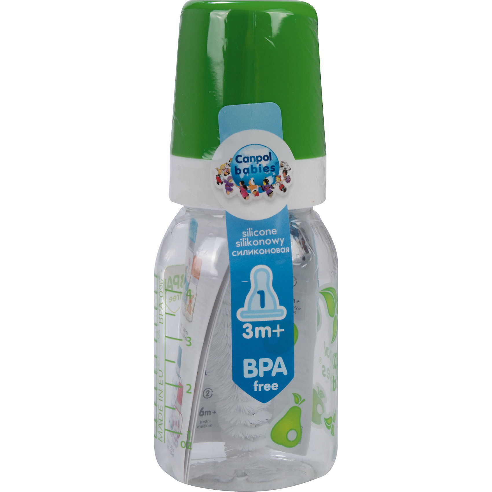 Бутылочка тритановая (BPA 0%) с сил. соской, 120 мл. 3+, Canpol Babies, зеленый Бутылочка тритановая (BPA 0%) с сил. соской, 120 мл. 3+, Canpol Babies, зеленыйБутылочки и аксессуары<br>Бутылочка тритановая (BPA 0%) с сил. соской, 120 мл. 3+, Canpol Babies, (Канпол Бейбис), зеленый.<br><br>Характеристики: <br><br>• Объем бутылочки: 120мл.<br>• Материал бутылочки: тритан - пластик нового поколения.<br>• Материал соски: силикон.<br>• Цвет : зеленый. <br>Бутылочка тритановая (BPA 0%) с сил. соской, 120 мл. 3+, Canpol Babies, (Канпол Бейбис) имеет классическую форму. Удобна в использовании дома и в дороге. Бутылочка выполнена из безопасного качественного материала - тритана, который хорошо держит тепло, снабжена силиконовой соской (медленный поток) и защитным колпачком, имеет удобную мерную шкалу. Такую бутылочку и все части можно кипятить в воде или стерилизовать с помощью специального прибора. Не впитывает запахи.<br>Бутылочку тритановая (BPA 0%) с сил. соской, 120 мл. 3+, Canpol Babies, (Канпол Бейбис), зеленый можно купить в нашем интернет- магазине.<br><br>Ширина мм: 61<br>Глубина мм: 54<br>Высота мм: 171<br>Вес г: 490<br>Возраст от месяцев: 3<br>Возраст до месяцев: 18<br>Пол: Унисекс<br>Возраст: Детский<br>SKU: 5156800