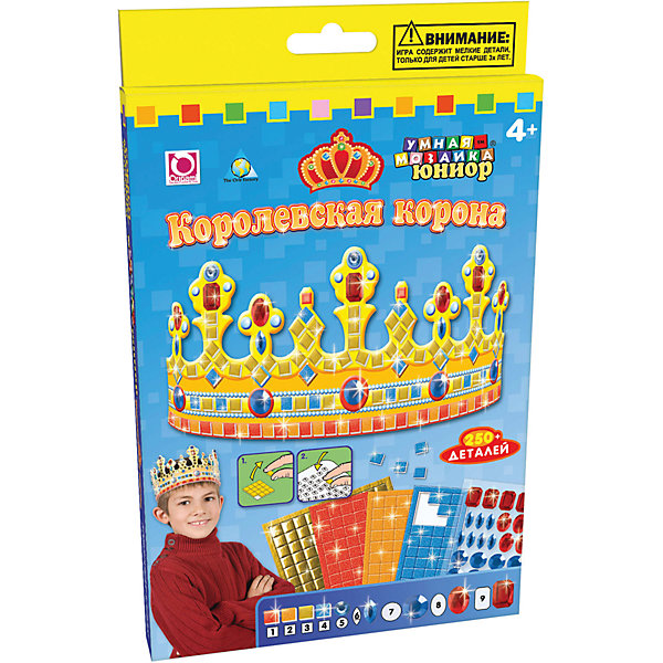 Мозаика Королевская корона Мозаика Королевская коронаМозаика детская<br>Умная мозаика с самоклеящимися элементами всемирно известного производителя The ORB factory отличается высоким качеством исполнения и красочными цветовыми дизайнами. Она неоднократно завоевывала награды как лучший продукт, помогающий в развитии детей. В наборе:- корона,- 250+ самоклеящихся элементов и страз.Рекомендованный возраст: 4+<br><br>Ширина мм: 146<br>Глубина мм: 20<br>Высота мм: 235<br>Вес г: 80<br>Возраст от месяцев: 48<br>Возраст до месяцев: 84<br>Пол: Женский<br>Возраст: Детский<br>SKU: 5165747